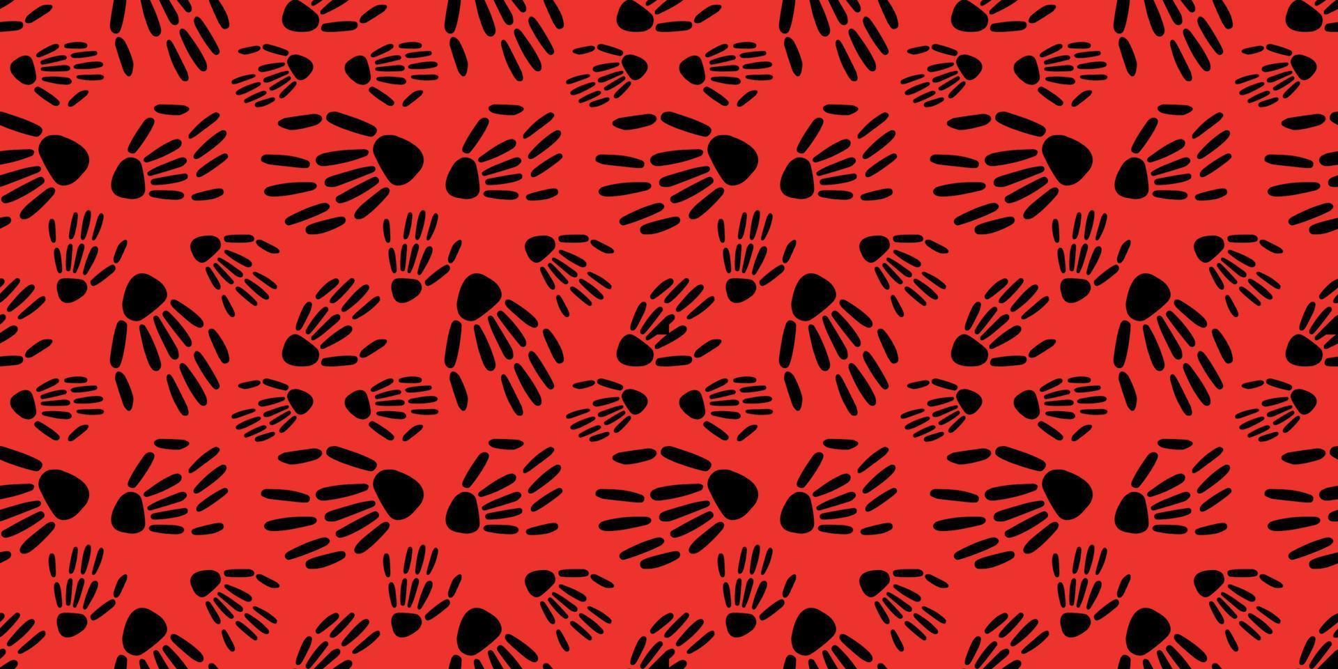 pattern of Skeleton hand on a red background. vector