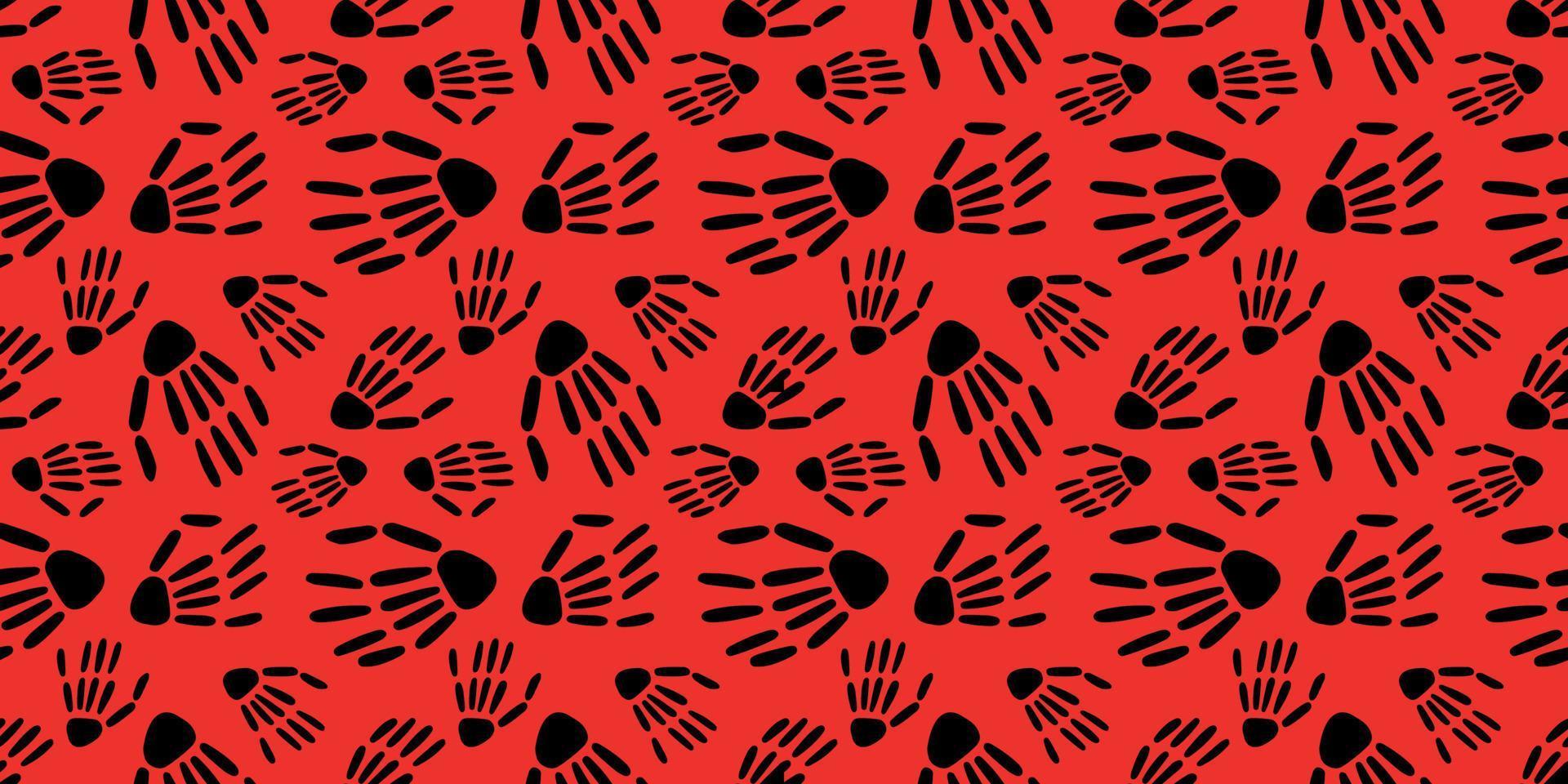 pattern of Skeleton hand on a red background. vector