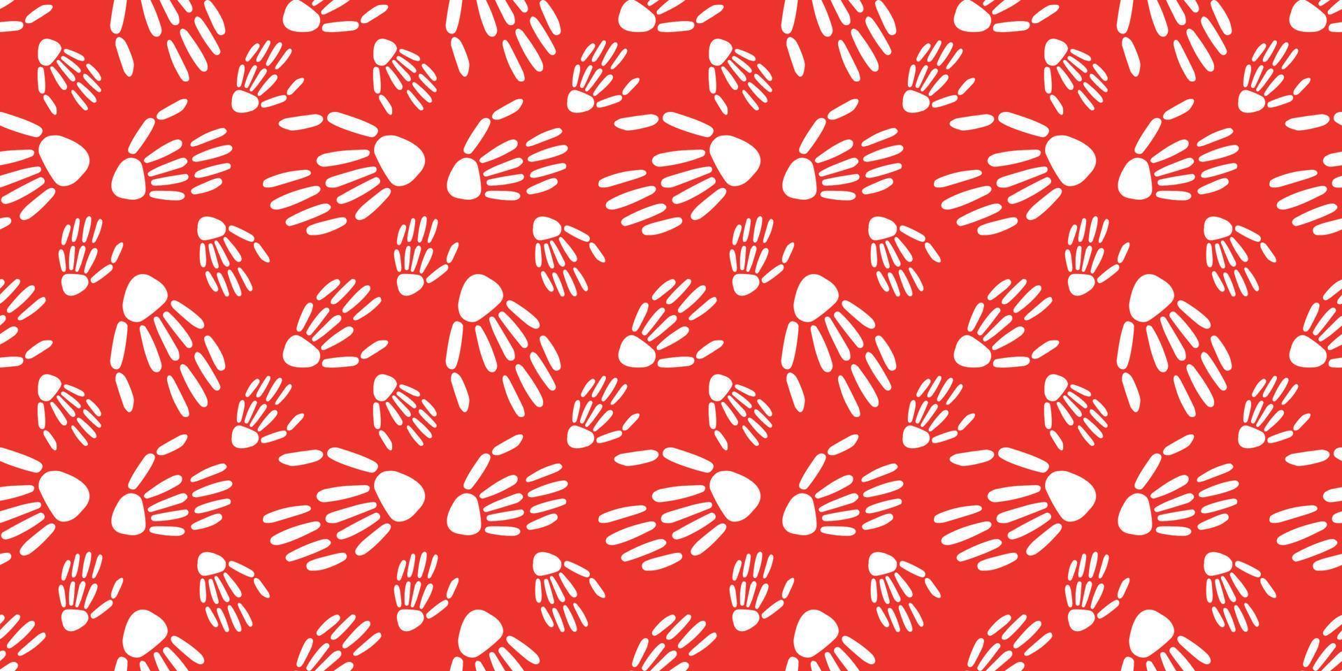 pattern of Skeleton hand on a red background. vector