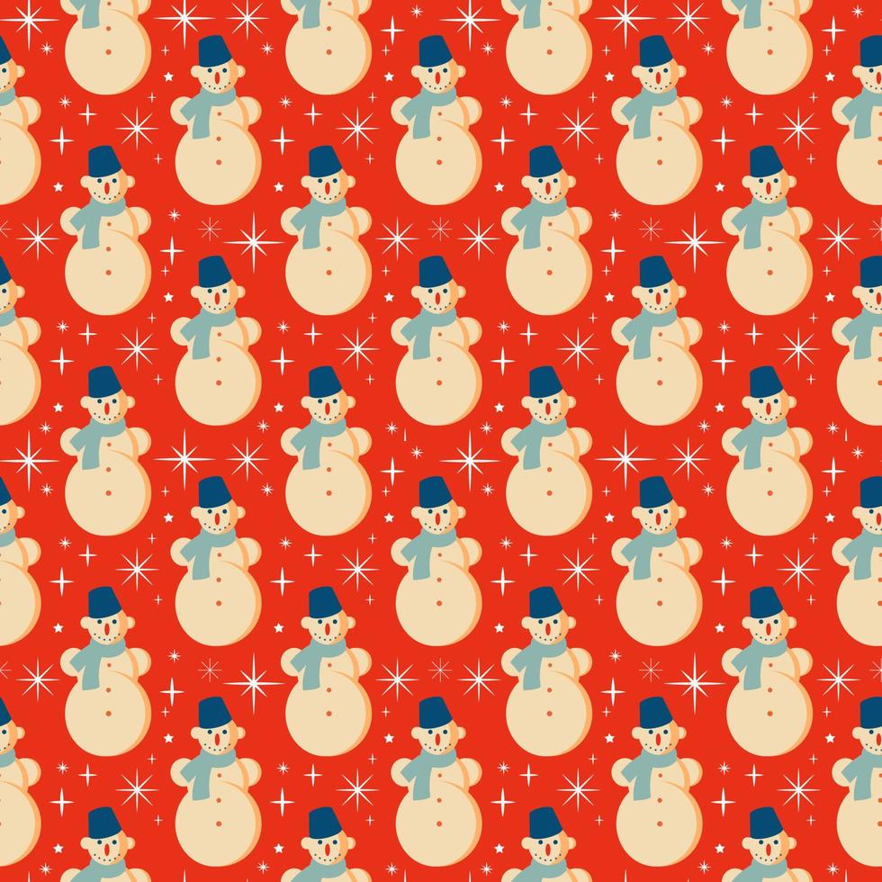 Vintage retro Christmas pattern with with Snowman .Background with Christmas Snowman vector