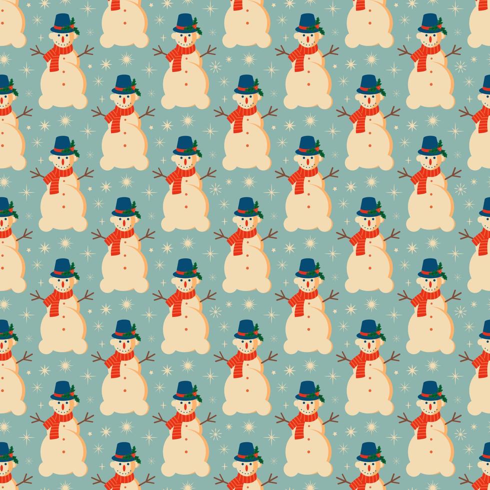 Vintage retro Christmas pattern with with Snowman .Background with Christmas Snowman vector