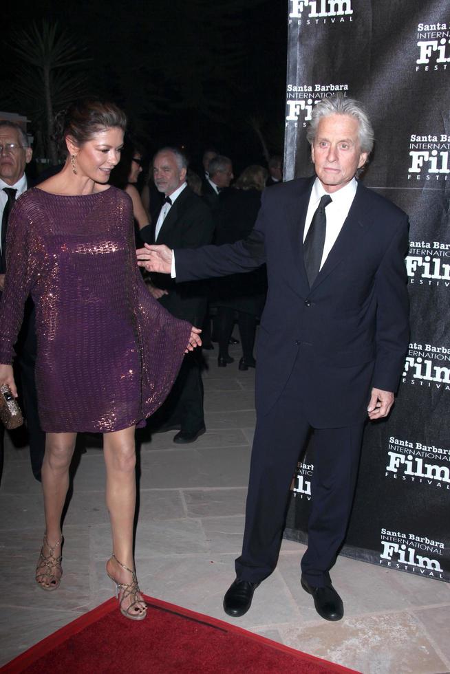 Catherine Zeta-Jones, Michael Douglas arriving at the SBIFF s 2011 Kirk Douglas Award For Excellence In Film at the Biltmore Four Seasons Hotel on October 13, 2011 in Santa Barbara, CA photo