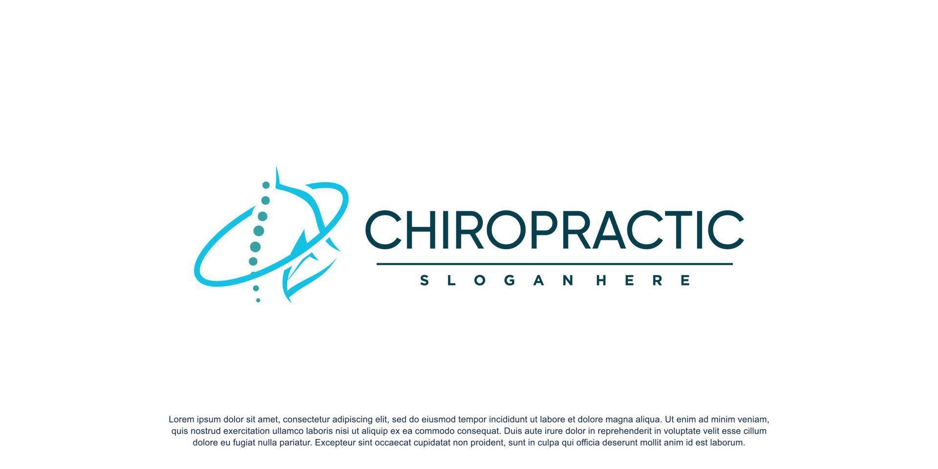 logotipo quiropráctico para masajes y negocios con concepto de elemento creativo vector premium