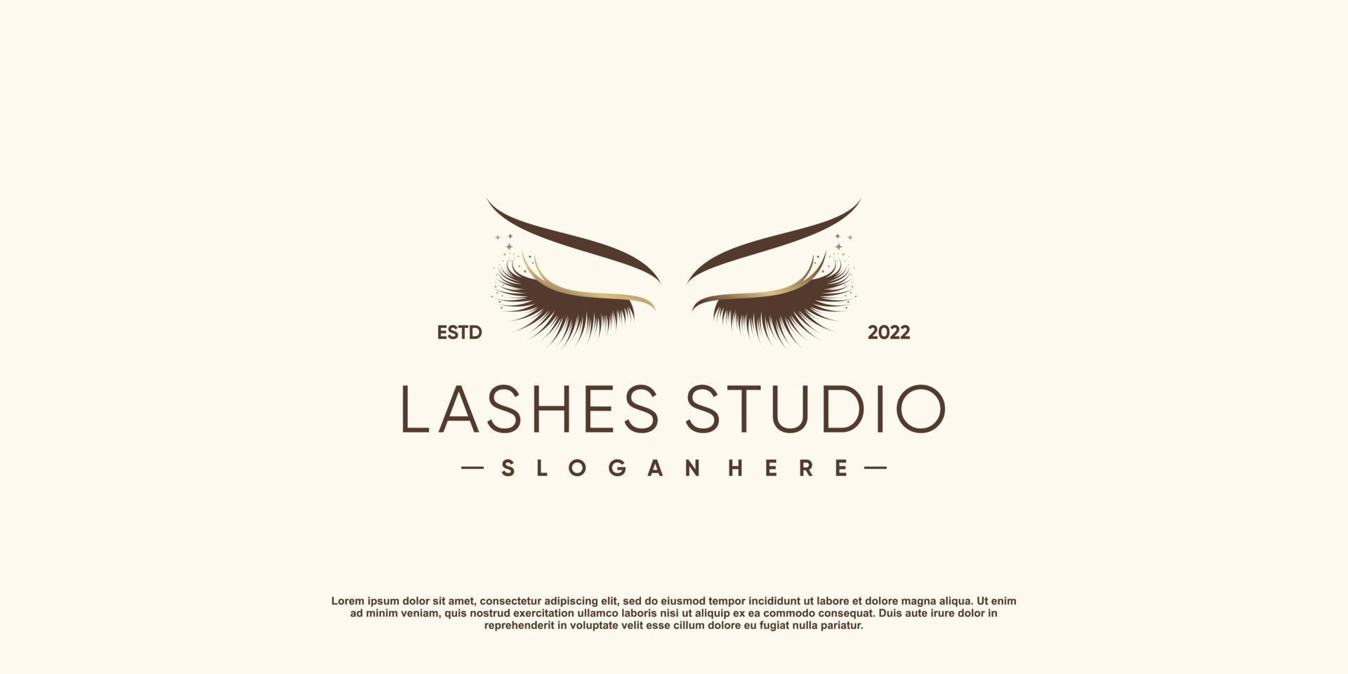 Lash logo design for beauty with creative element Premium Vector