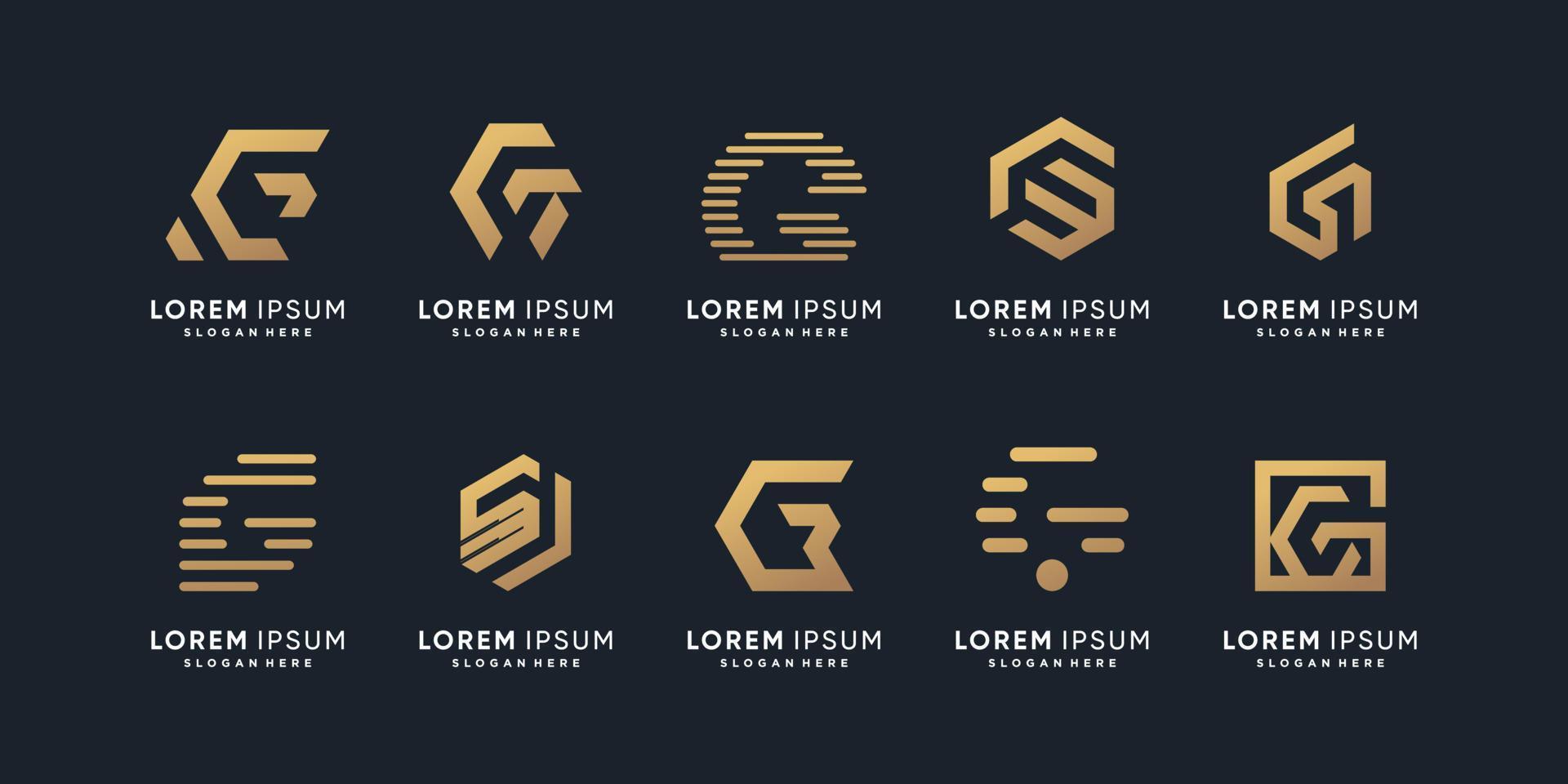 diseño de logotipo de icono de vector de letra g con vector premium de estilo único creativo