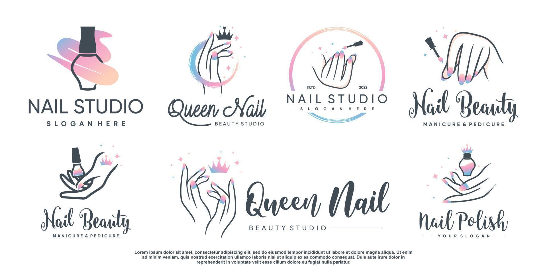 Nail vector icon logo design with modern and unique style Premium Vector