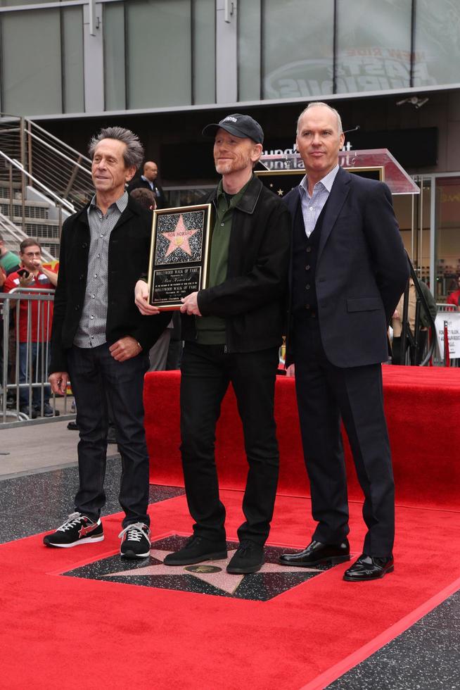 LOS ANGELES, DEC 10 - Brian Grazer, Ron Howard, Michael Keaton at the Ron Howard Star on the Hollywood Walk of Fame at the Hollywood Blvd on December 10, 2015 in Los Angeles, CA photo