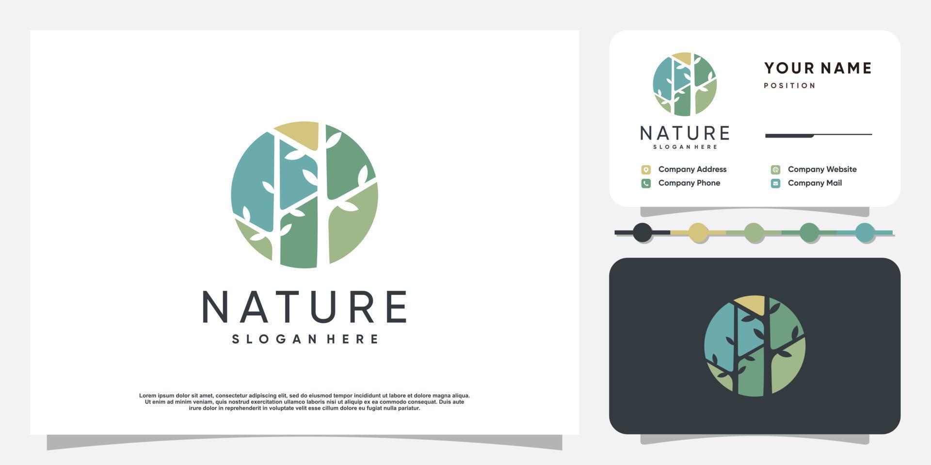 concepto de logotipo de naturaleza con vector premium de estilo de elemento creativo