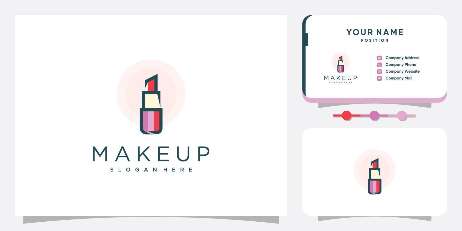 diseño de logotipo de belleza de maquillaje con vector premium de concepto de labios