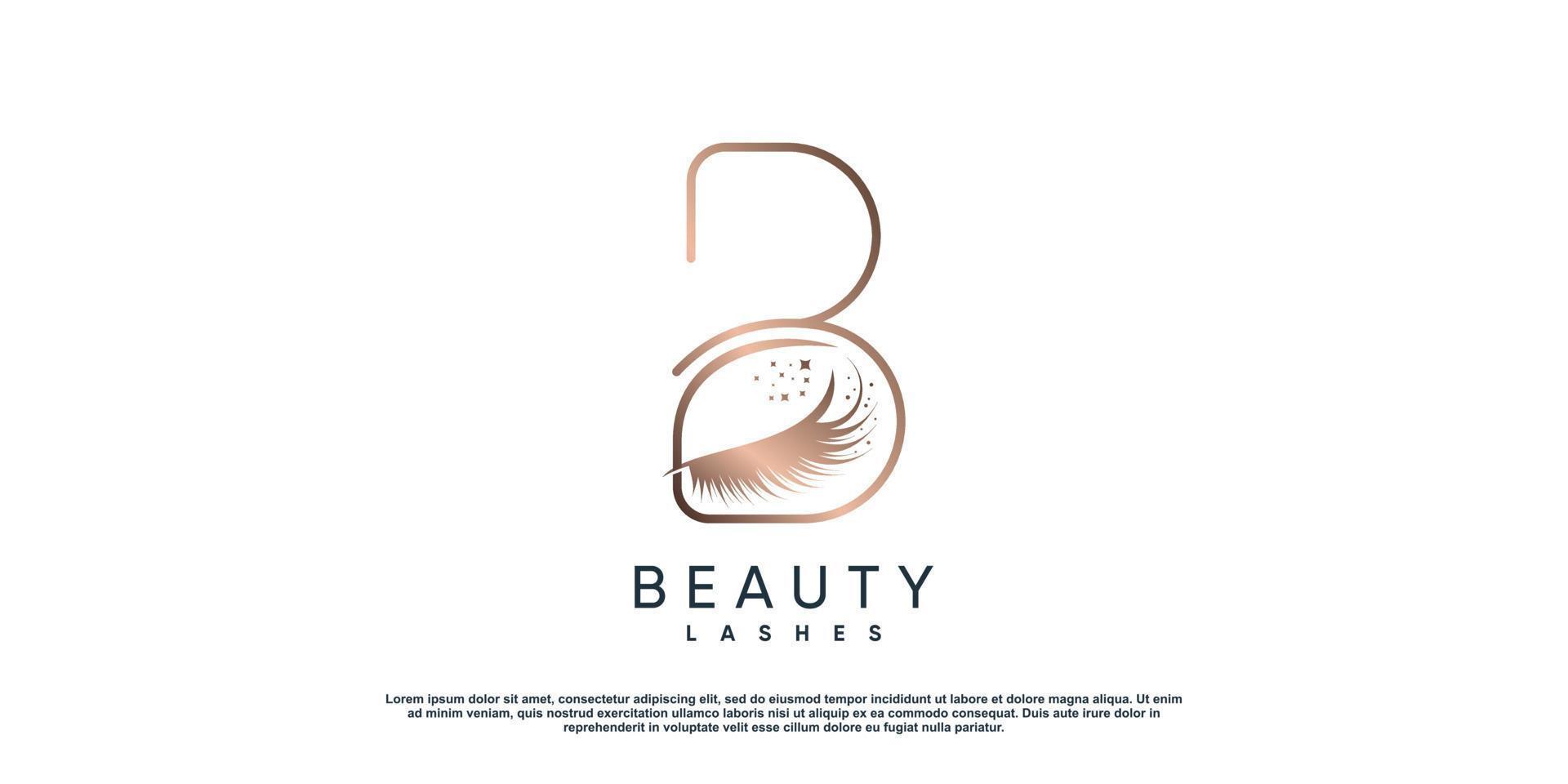 Letter B logo design with lash concept Premium Vector