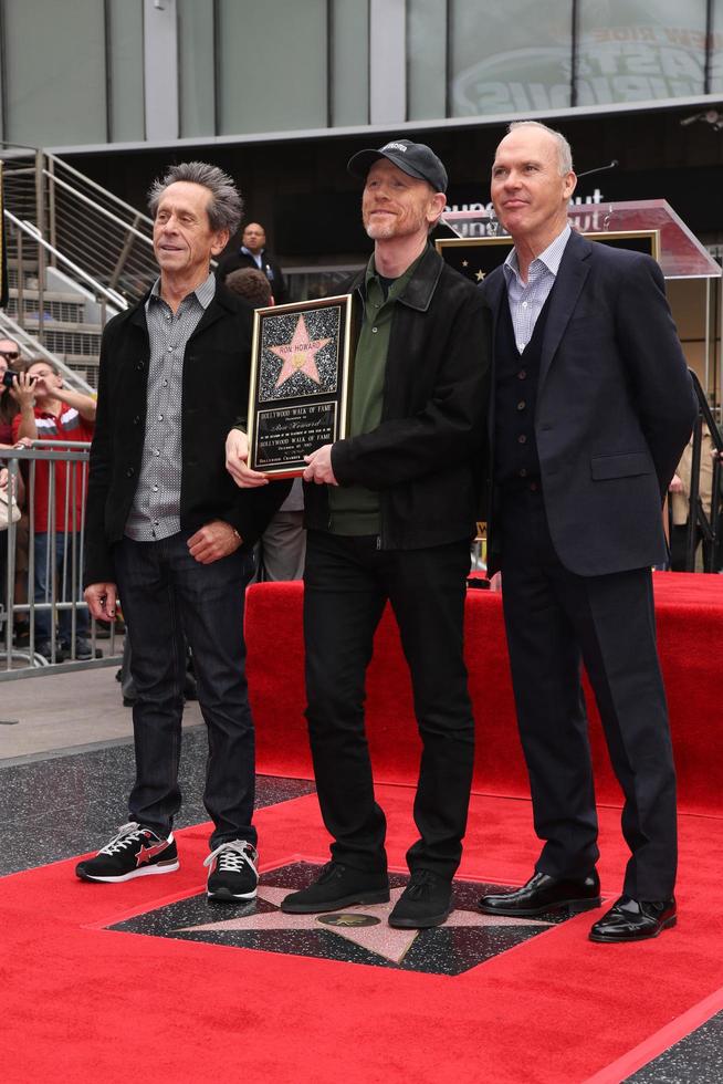 LOS ANGELES, DEC 10 - Brian Grazer, Ron Howard, Michael Keaton at the Ron Howard Star on the Hollywood Walk of Fame at the Hollywood Blvd on December 10, 2015 in Los Angeles, CA photo