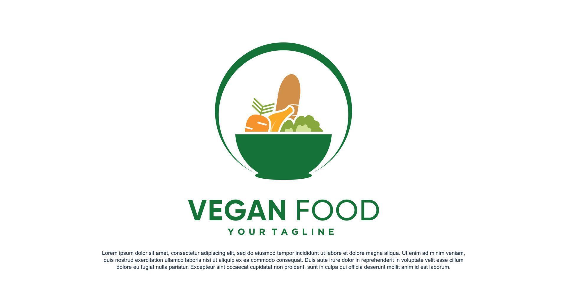 Vegan food logo with tree and fork concept Premium Vector