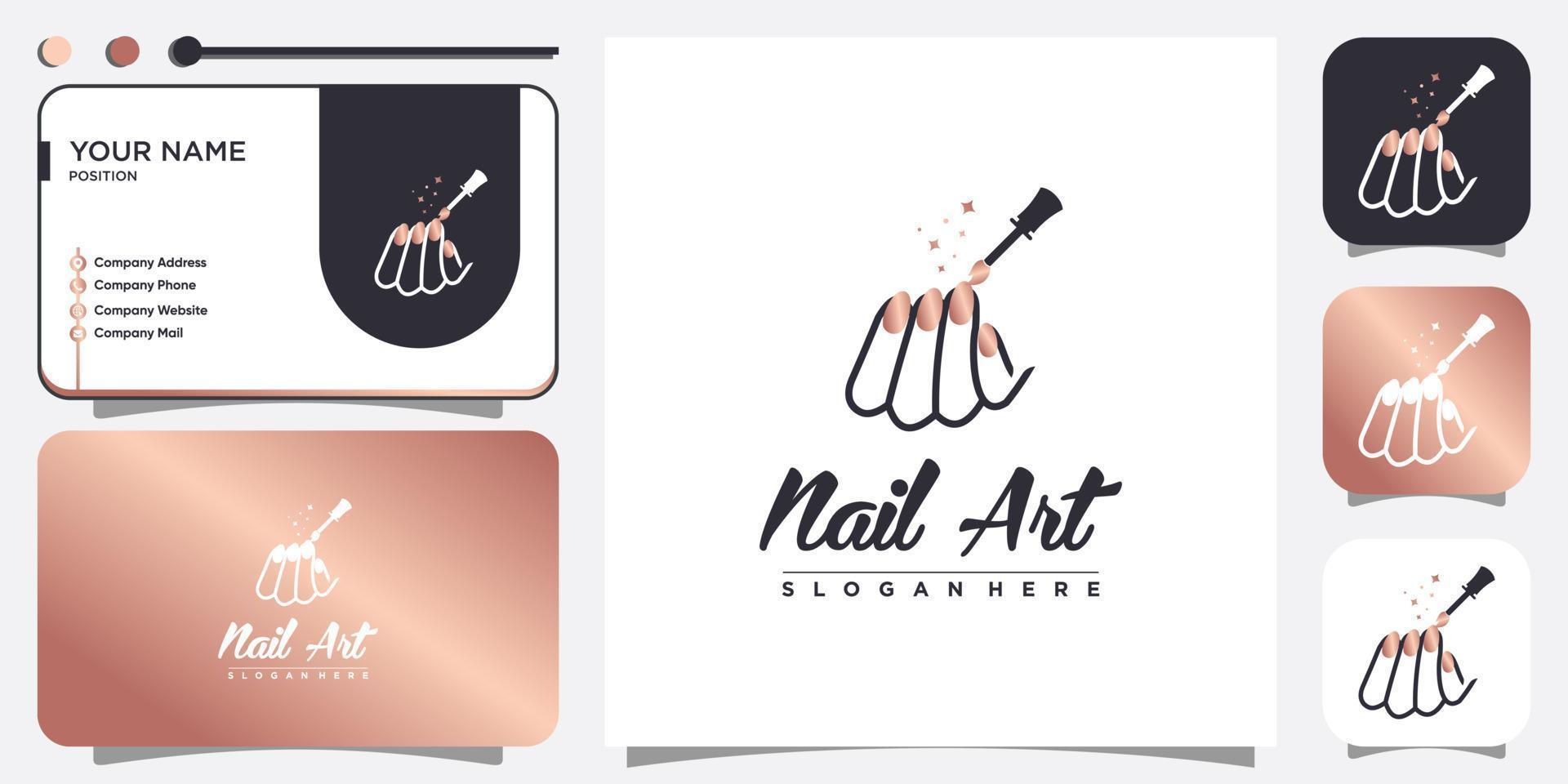 diseño de logotipo de belleza de uñas para belleza con vector premium de concepto de elemento creativo