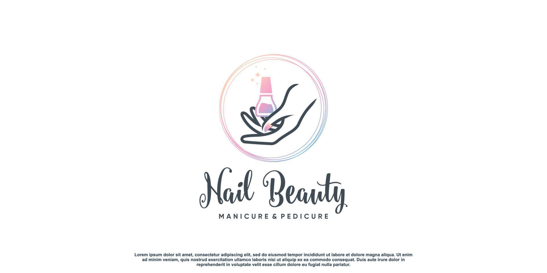 Nail beauty logo design with creative element style for fashion Premium Vector