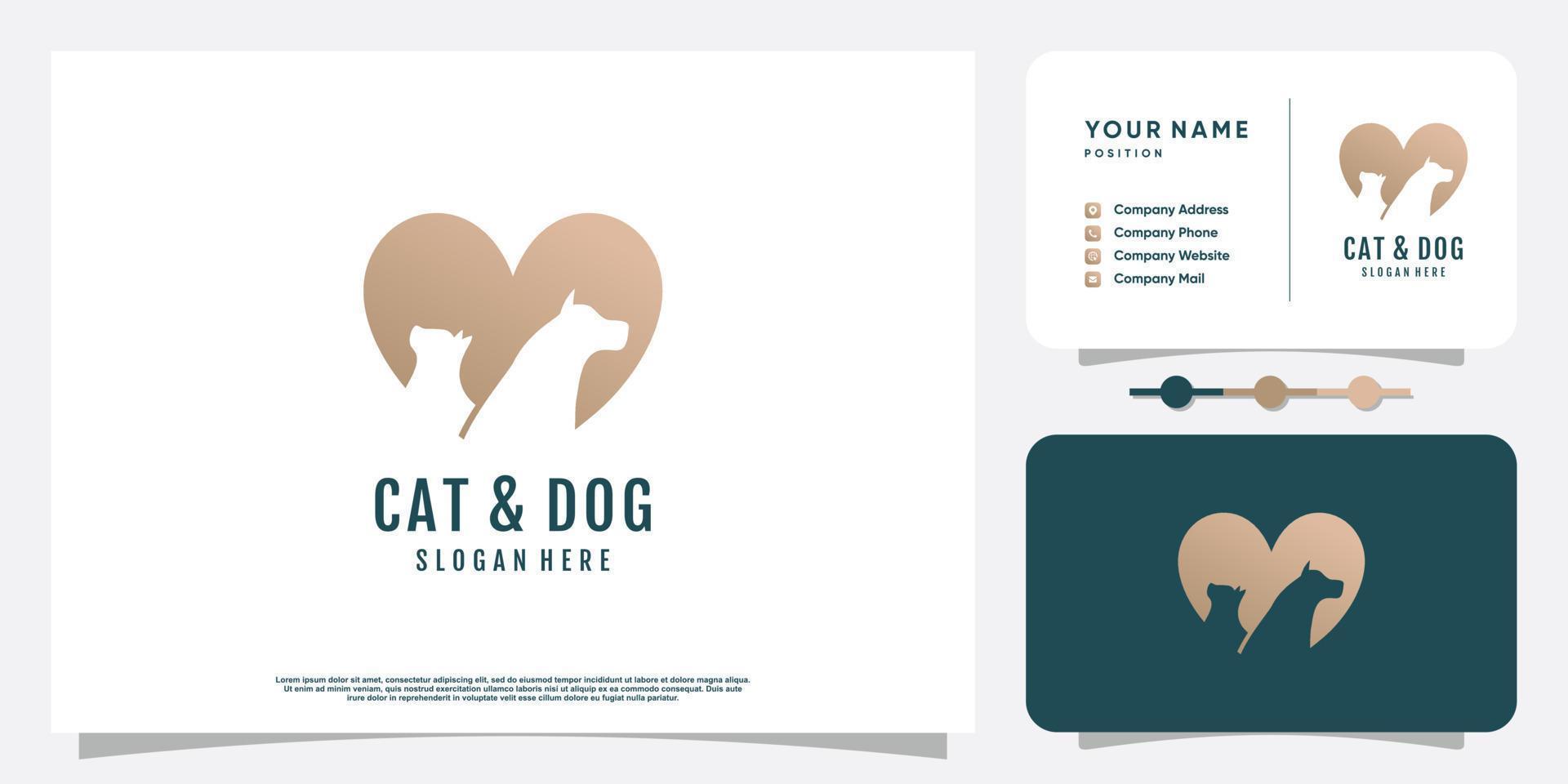 Pet love icon logo design with creative element concept Premium Vector