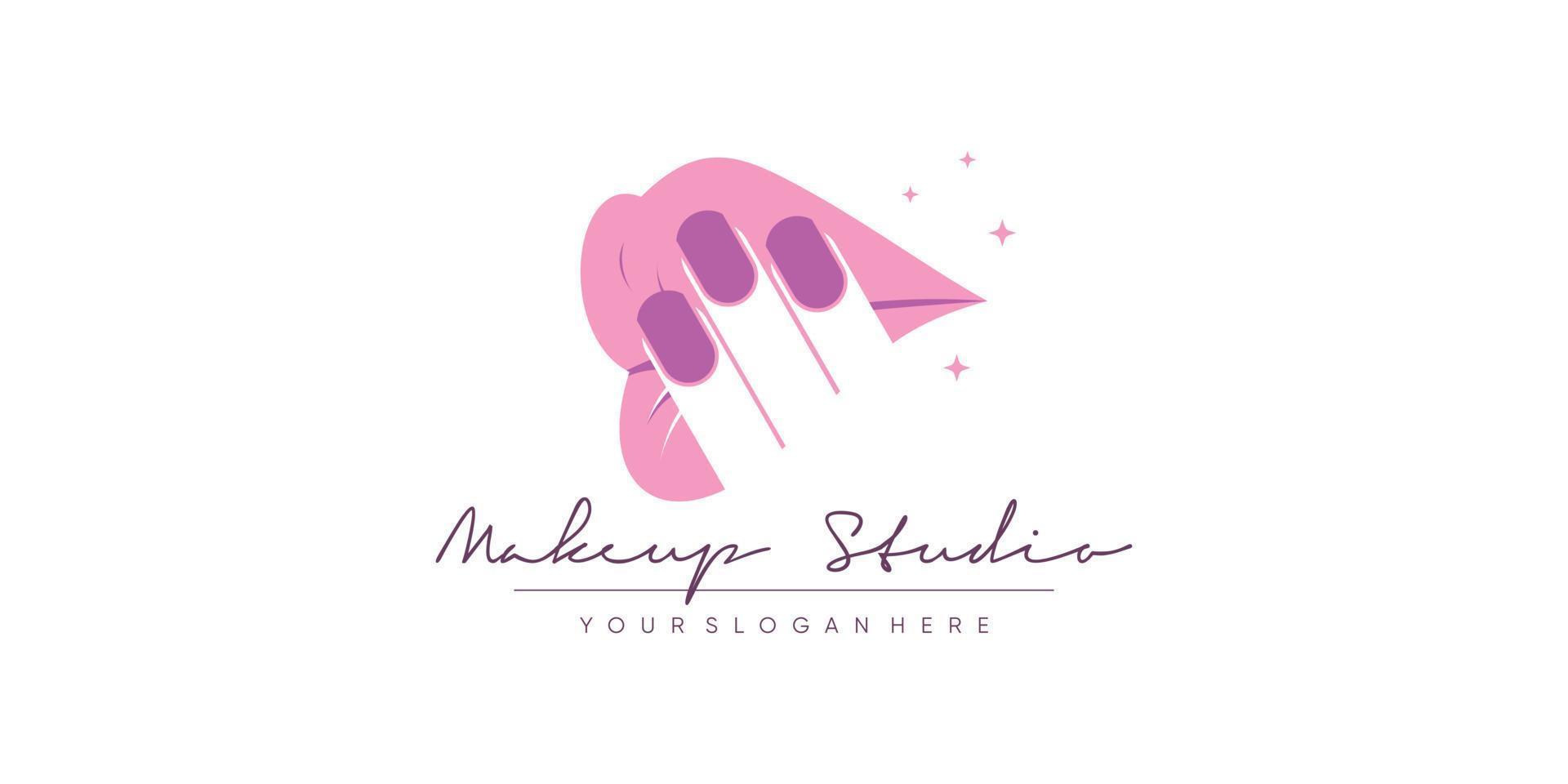 Nail and lips vector icon logo design with modern and unique style Premium Vector