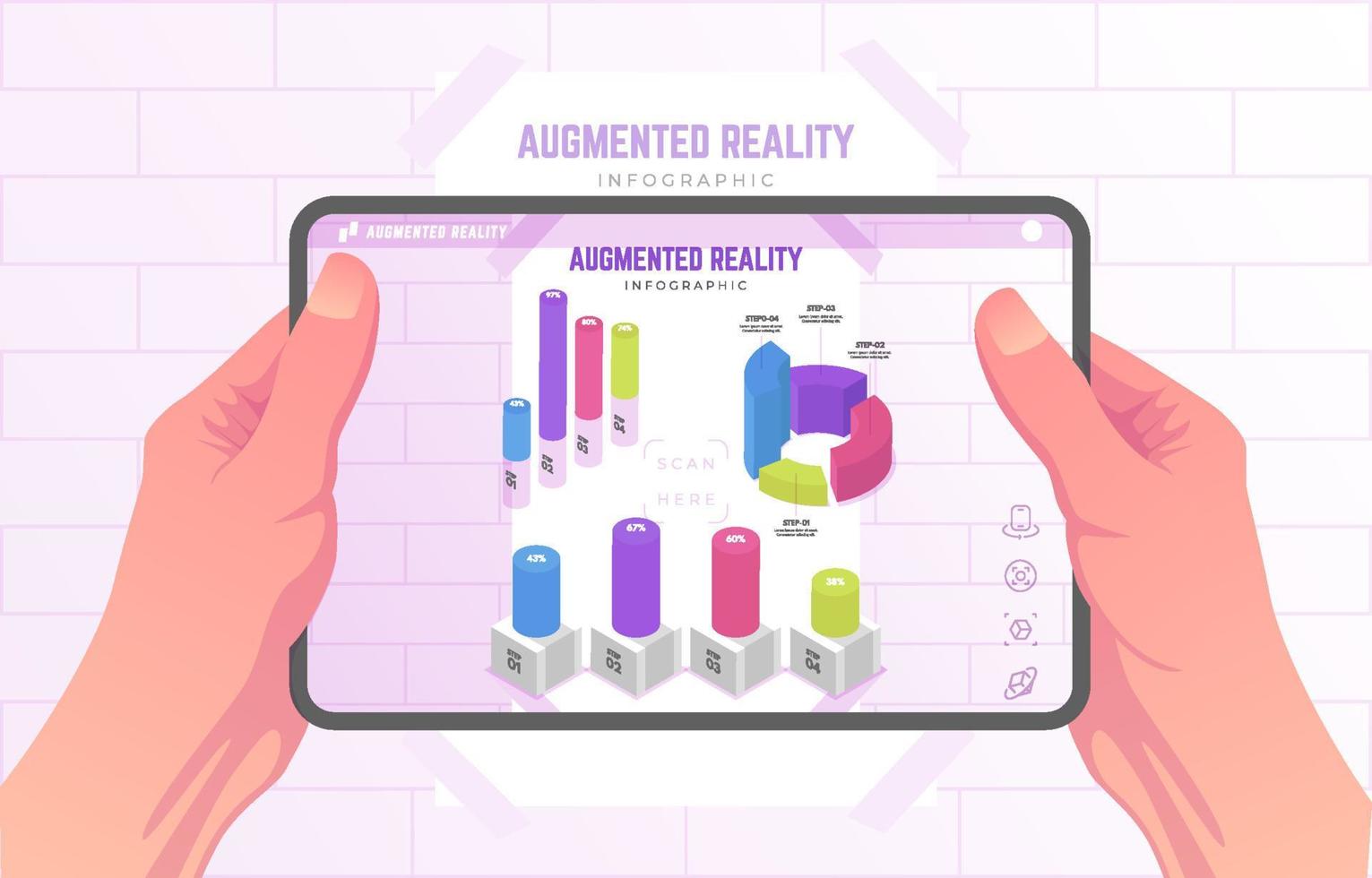 A Tablet Showing Augmented Reality Infographic Concept vector