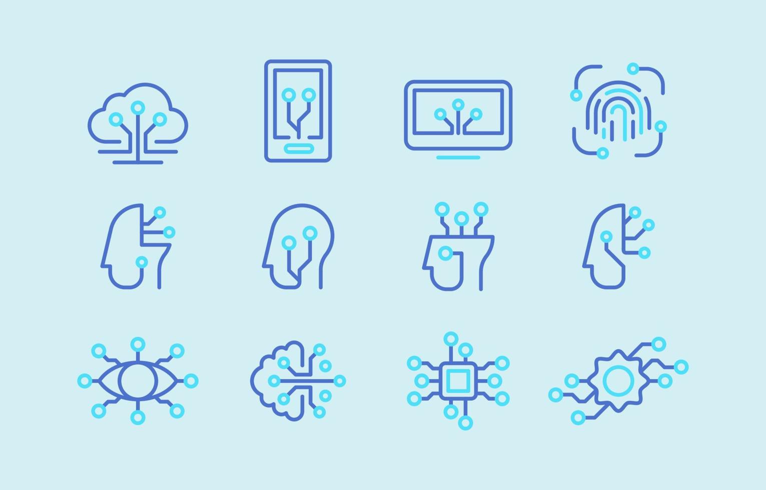 Artificial Intelegence Line Art Icon Collection vector