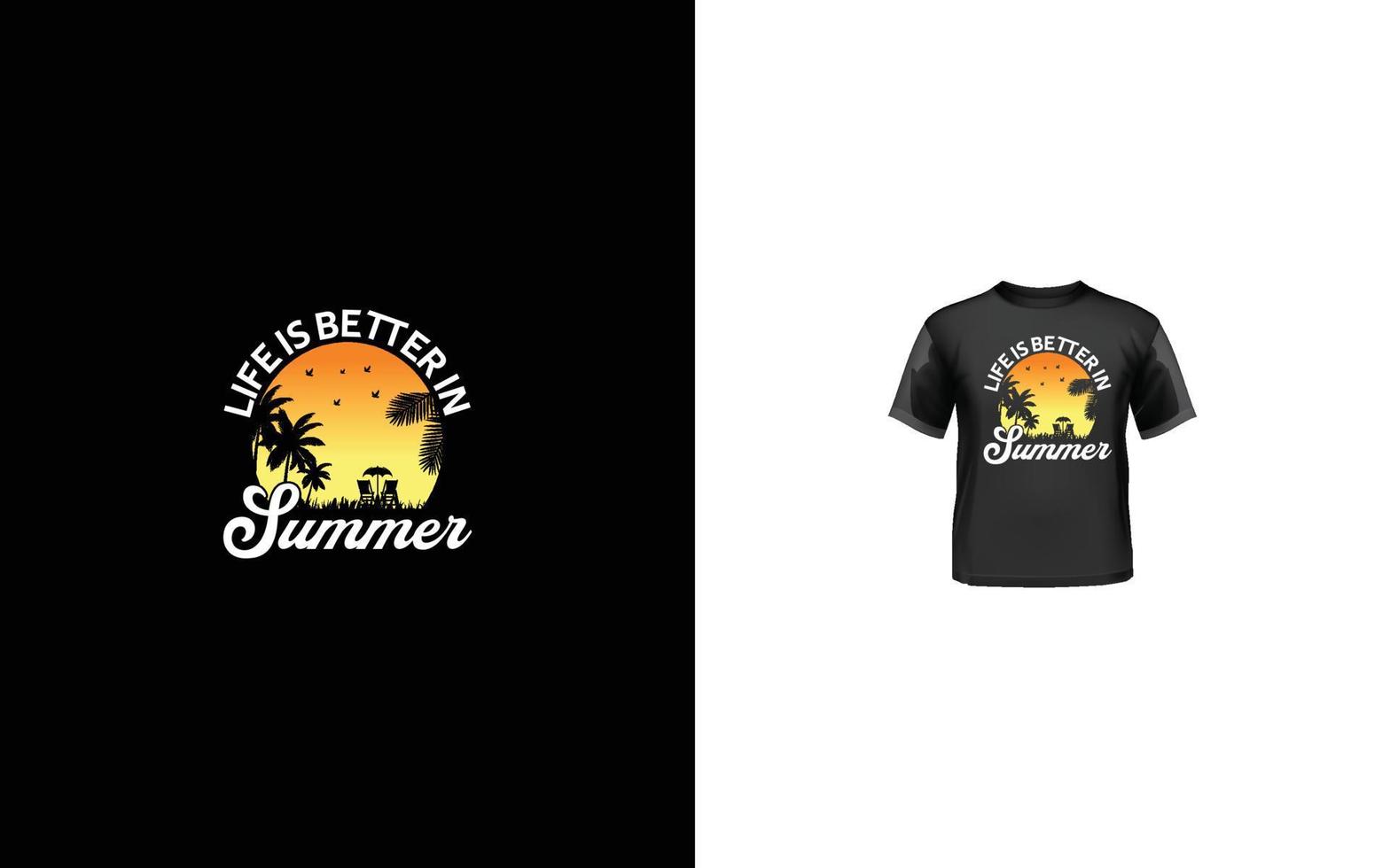 diseño retro vintage de camiseta de verano al atardecer vector