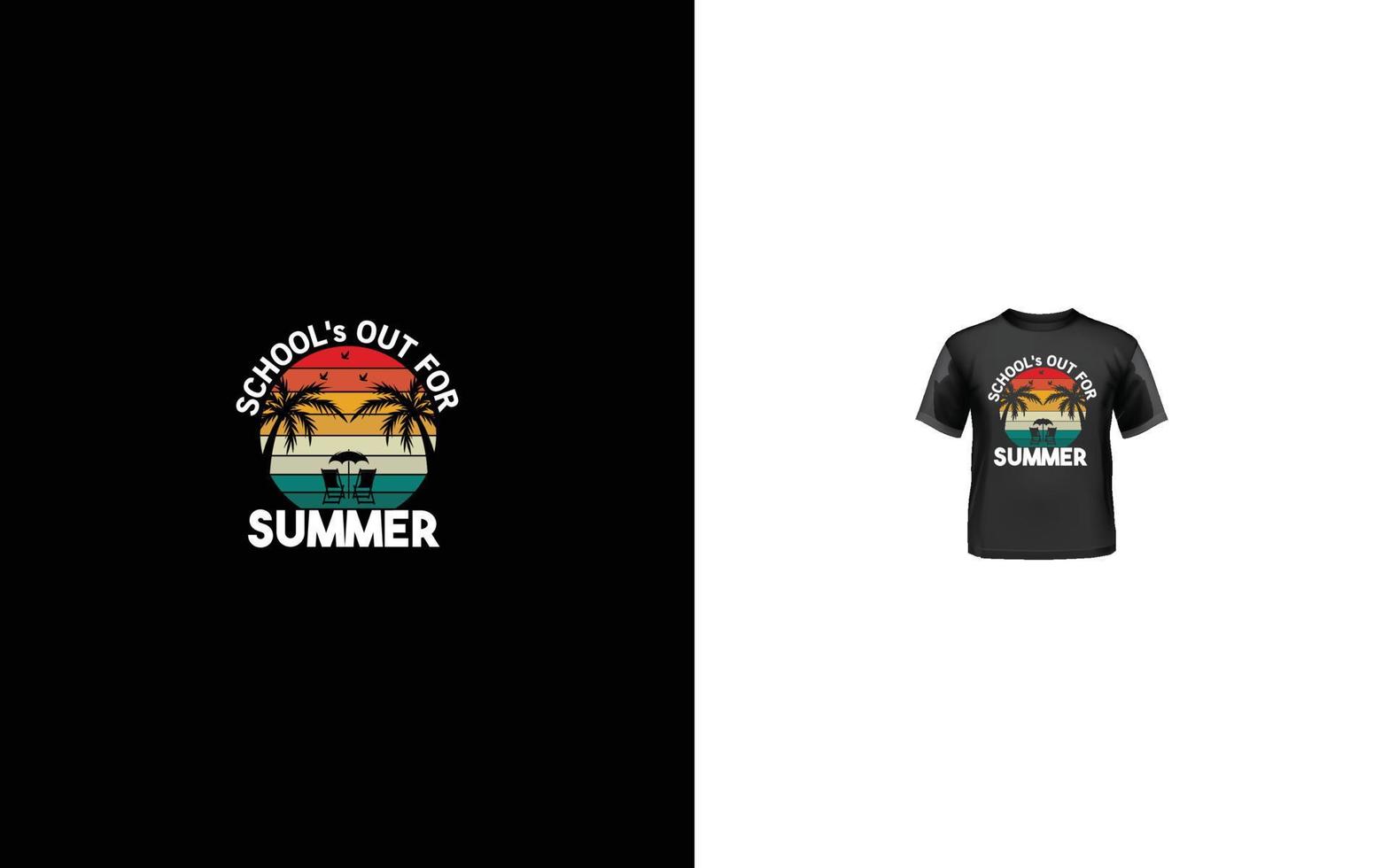 diseño retro vintage de camiseta de verano al atardecer vector