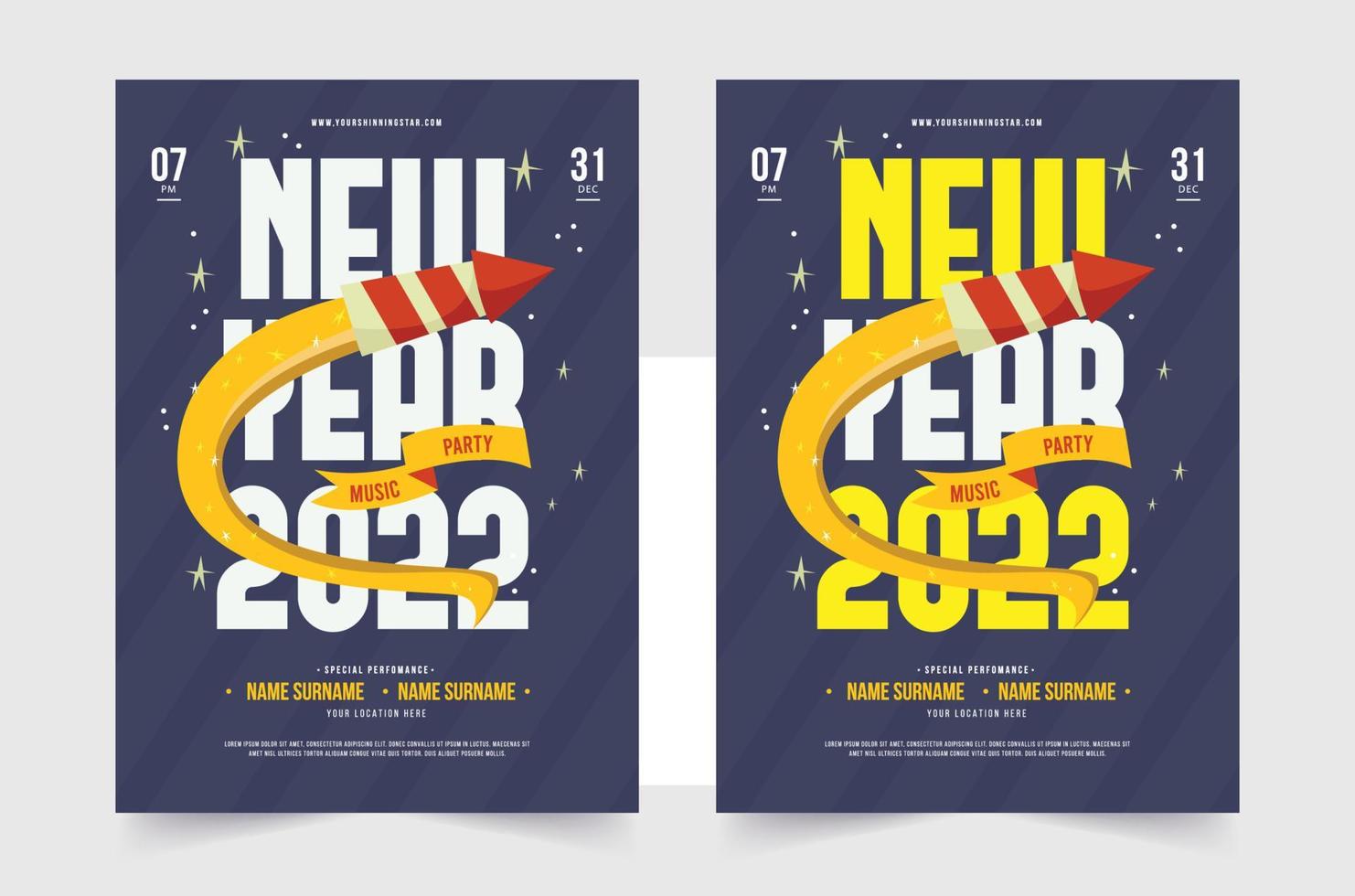 Happy new year 2022 Social Media Post. Set of Flyer, poster, banner, brochure design templates for Happy new year 2022. Vector illustration. Winter holiday Perfect for invitation, card.