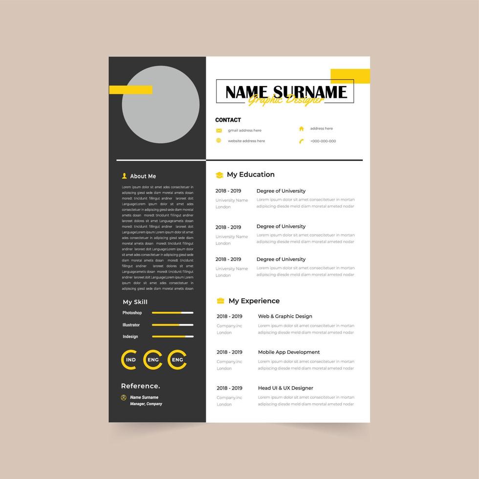 Professional CV resume template design. vector minimalist