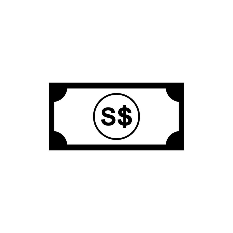 símbolo de icono de moneda de singapur, sgd, papel de dinero en dólares de singapur. ilustración vectorial vector
