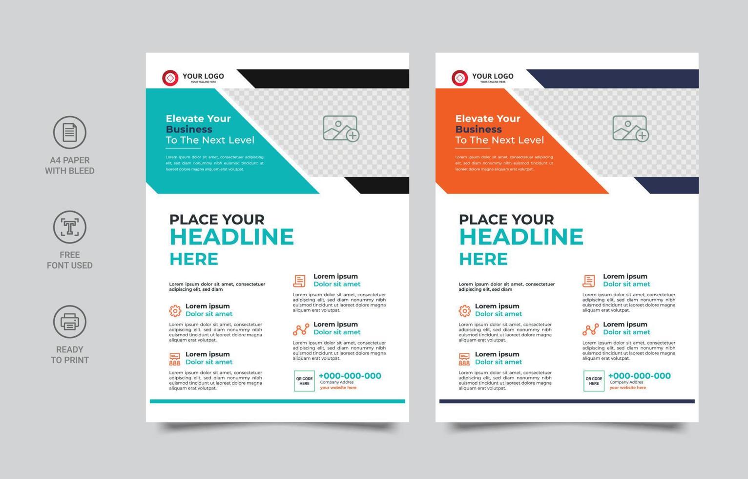 Business flyer layout template in A4 size. Vector flyer template layout design. For business brochures, posters, annual reports, leaflets, magazines or book cover