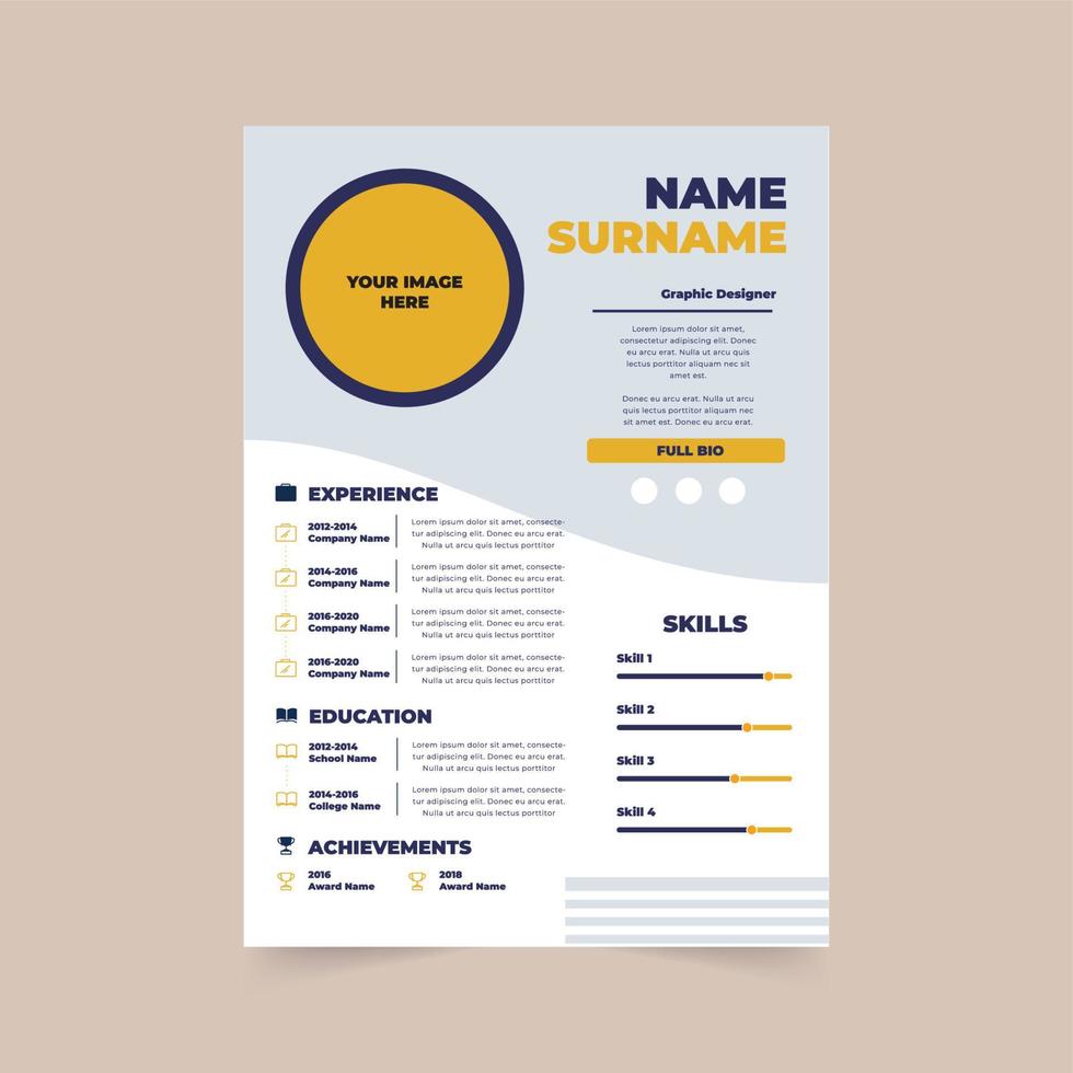 Professional CV resume template design. vector minimalist