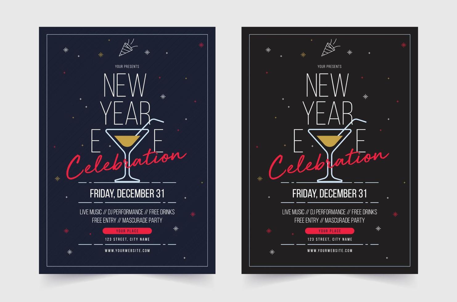 Happy new year 2022 Social Media Post. Set of Flyer, poster, banner, brochure design templates for Happy new year 2022. Vector illustration. Winter holiday Perfect for invitation, card.