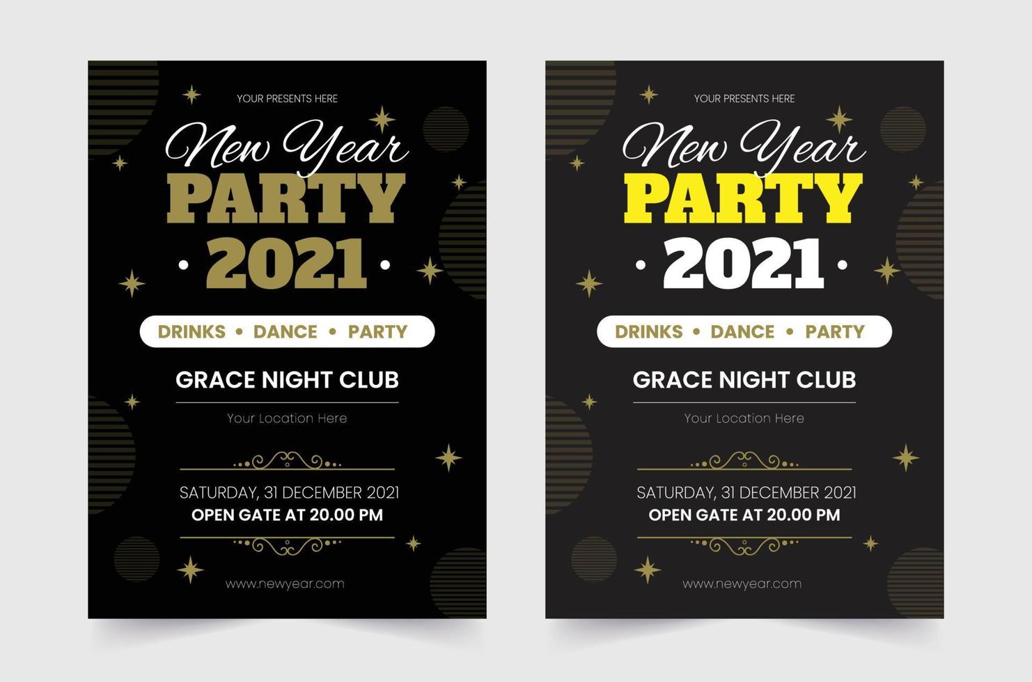 Happy new year 2022 Social Media Post. Set of Flyer, poster, banner, brochure design templates for Happy new year 2022. Vector illustration. Winter holiday Perfect for invitation, card.