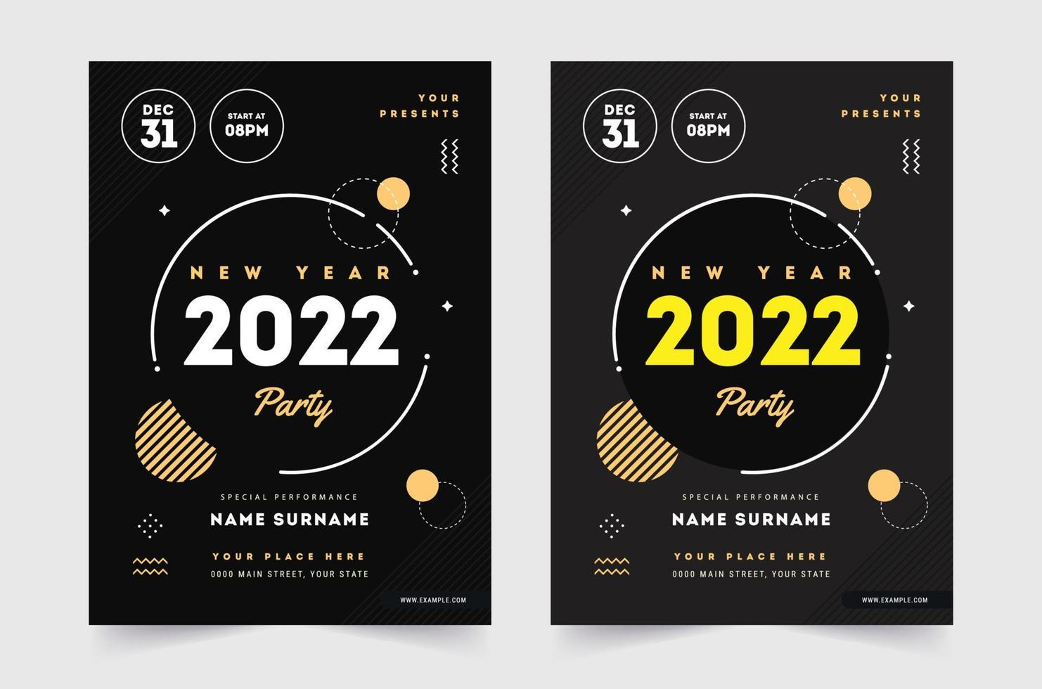 Happy new year 2022 Social Media Post. Set of Flyer, poster, banner, brochure design templates for Happy new year 2022. Vector illustration. Winter holiday Perfect for invitation, card.