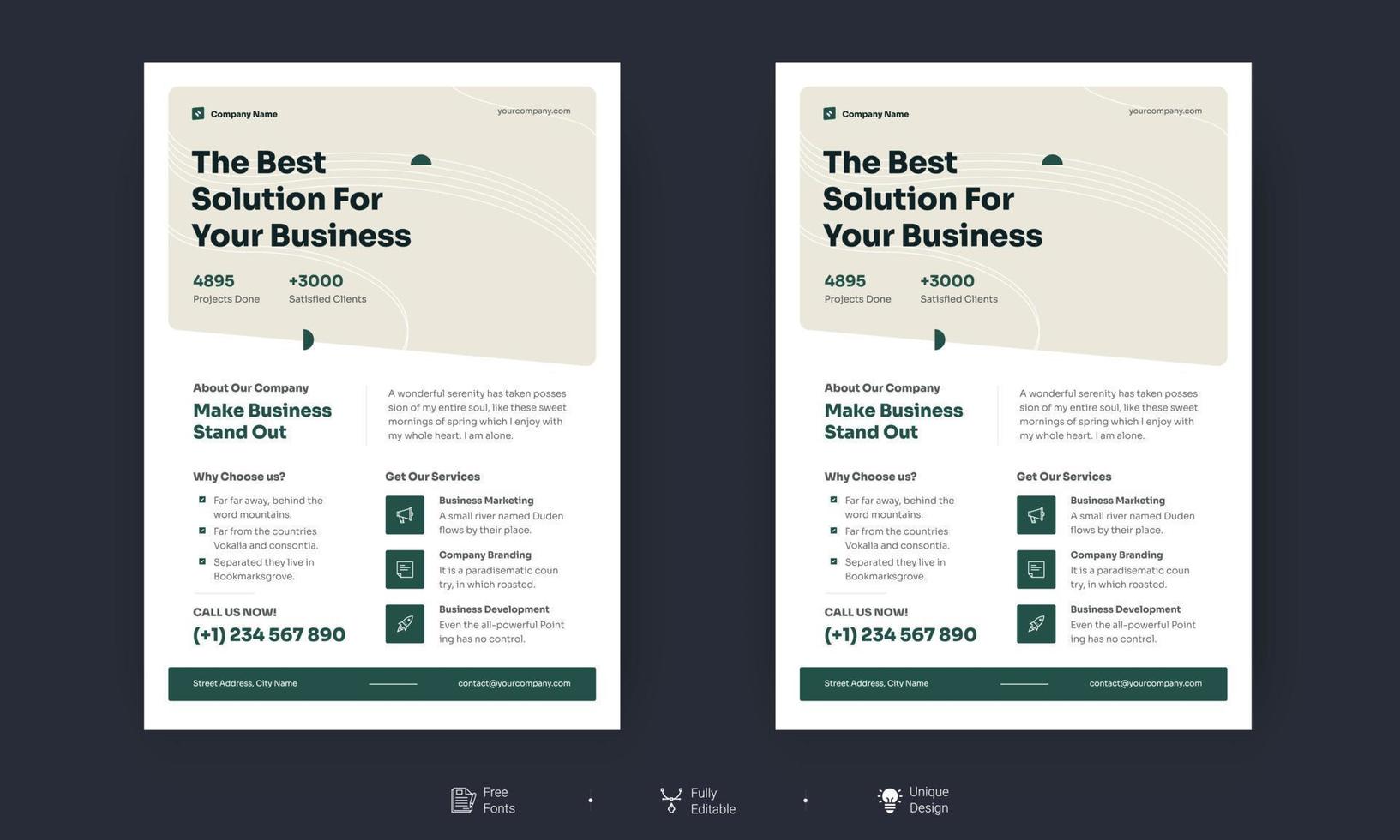 Business flyer layout template in A4 size. Vector flyer template layout design. For business brochures, posters, annual reports, leaflets, magazines or book cover