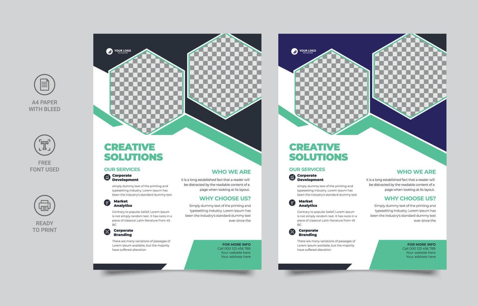 Business flyer layout template in A4 size. Vector flyer template layout design. For business brochures, posters, annual reports, leaflets, magazines or book cover