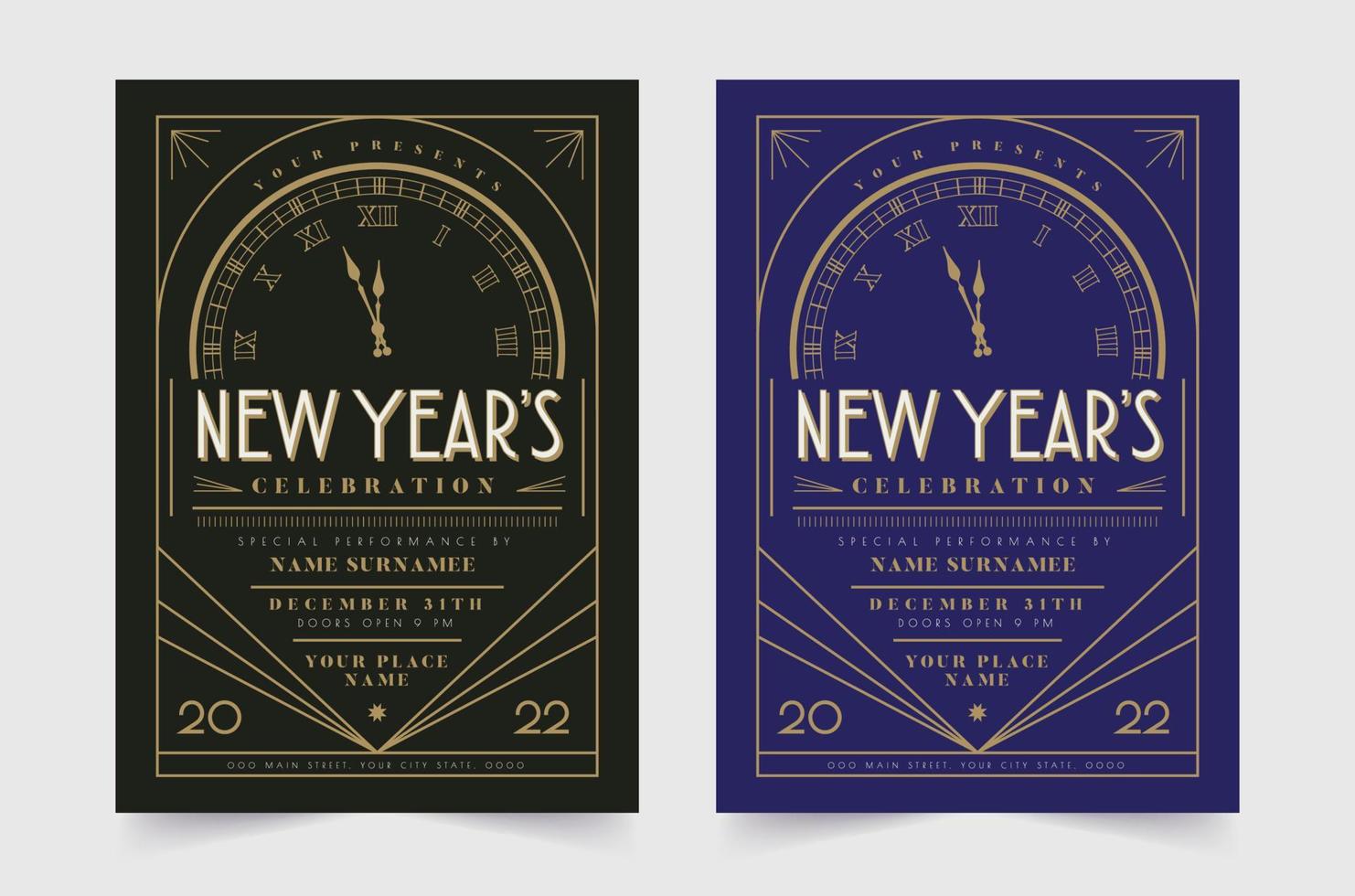 Happy new year 2022 Social Media Post. Set of Flyer, poster, banner, brochure design templates for Happy new year 2022. Vector illustration. Winter holiday Perfect for invitation, card.