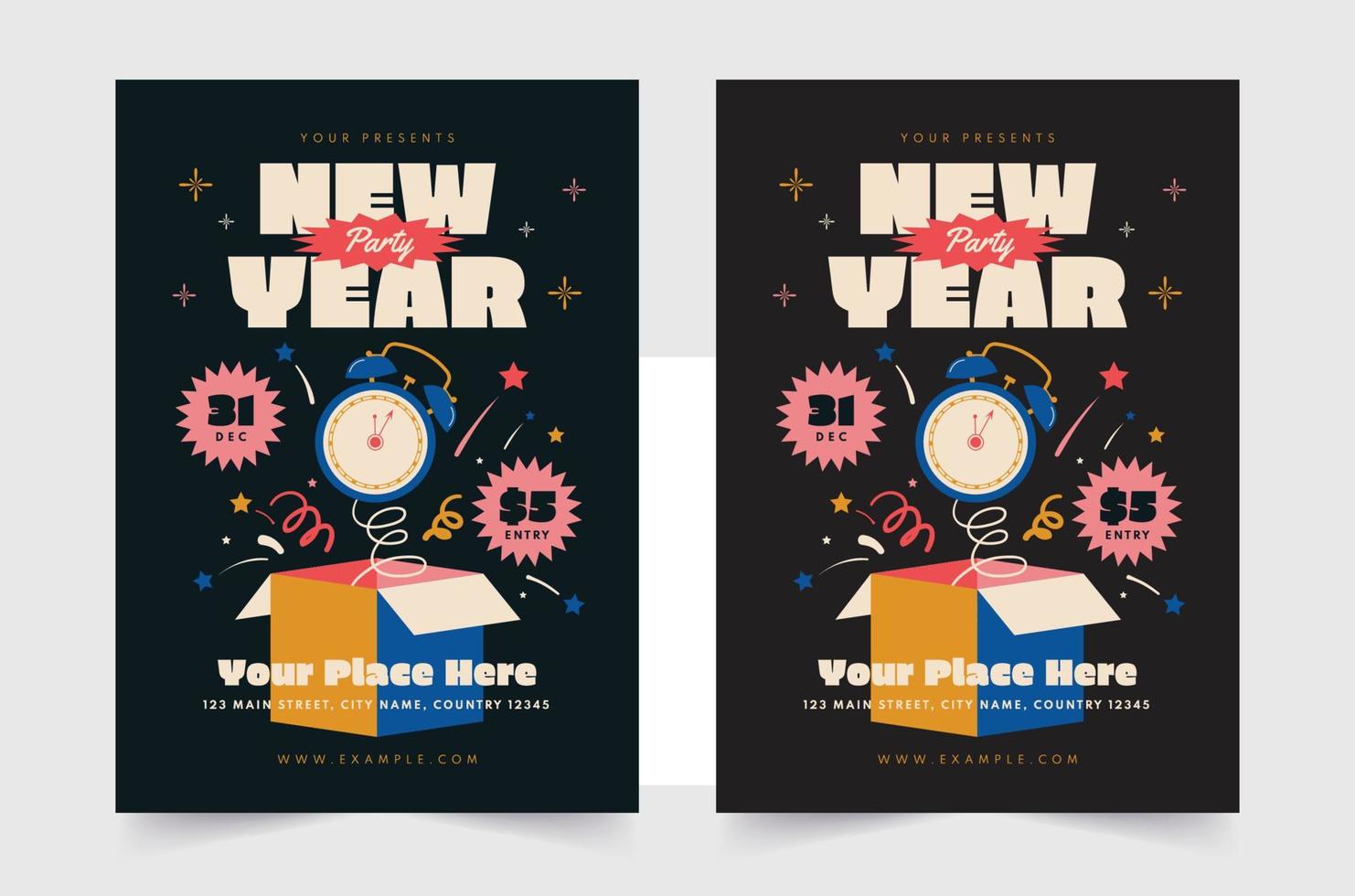 Happy new year 2022 Social Media Post. Set of Flyer, poster, banner, brochure design templates for Happy new year 2022. Vector illustration. Winter holiday Perfect for invitation, card.