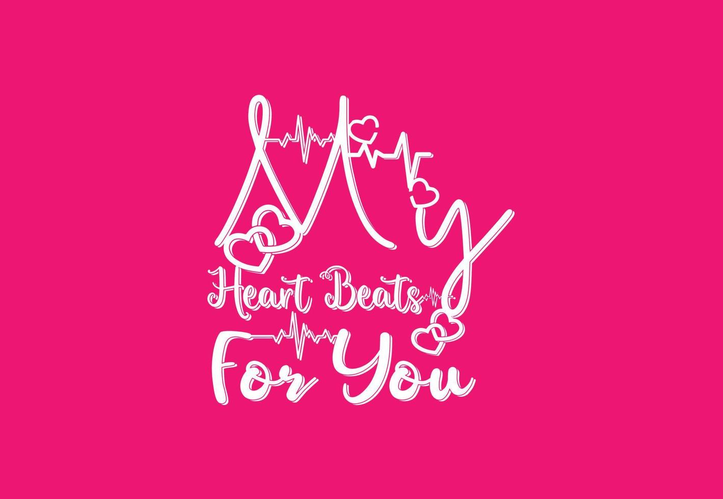 My Heart Beats For You t shirt , sticker and logo design template vector