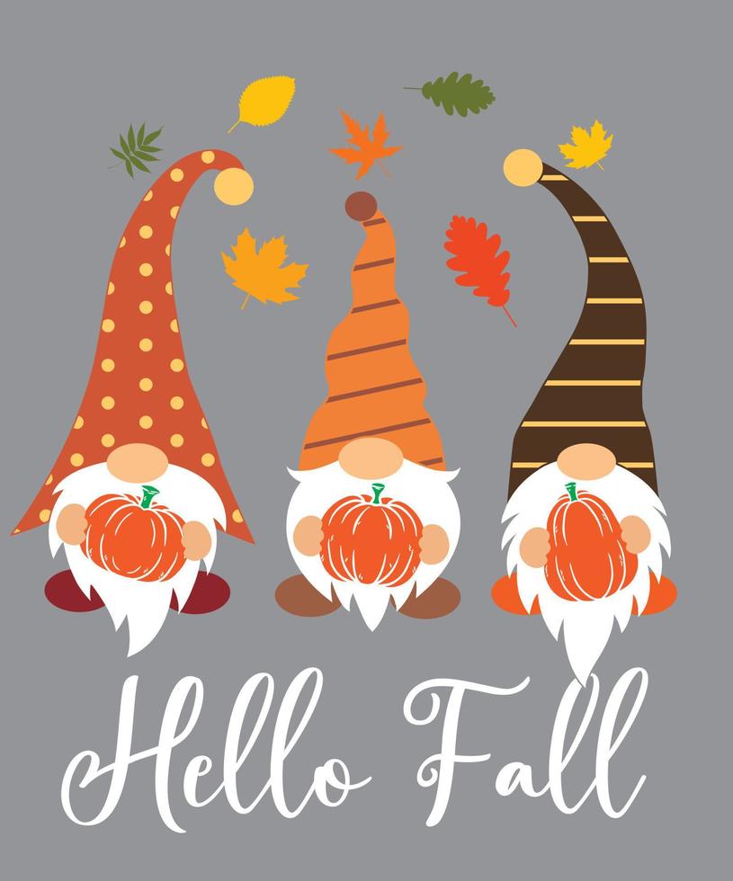 hola otoño gnomos 4 vector