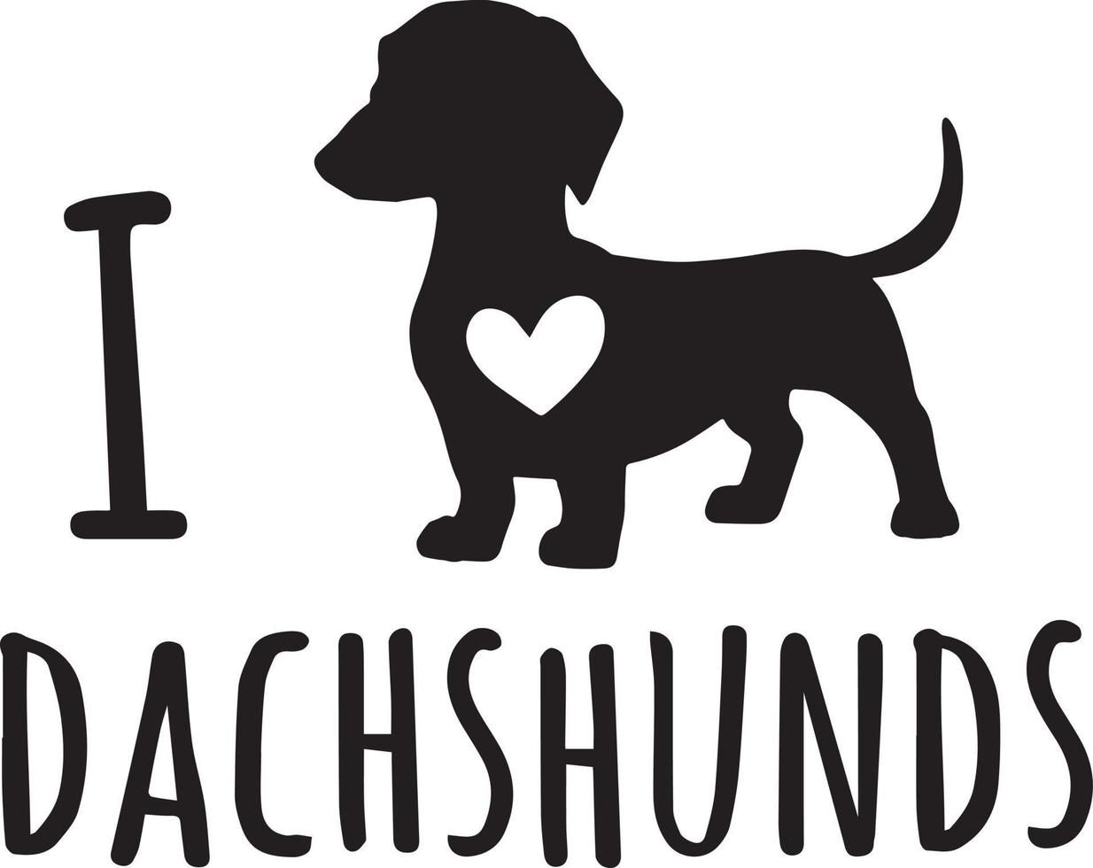 I Love Dachshunds vector