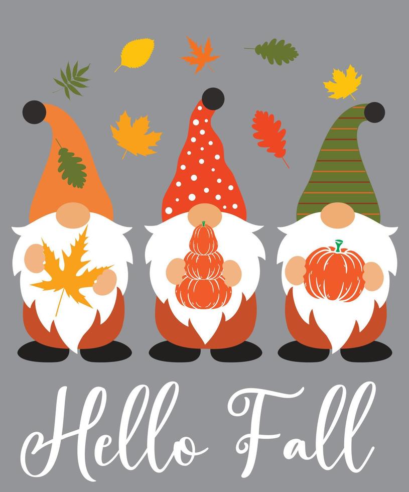 Hello  Fall Gnomes 6 vector