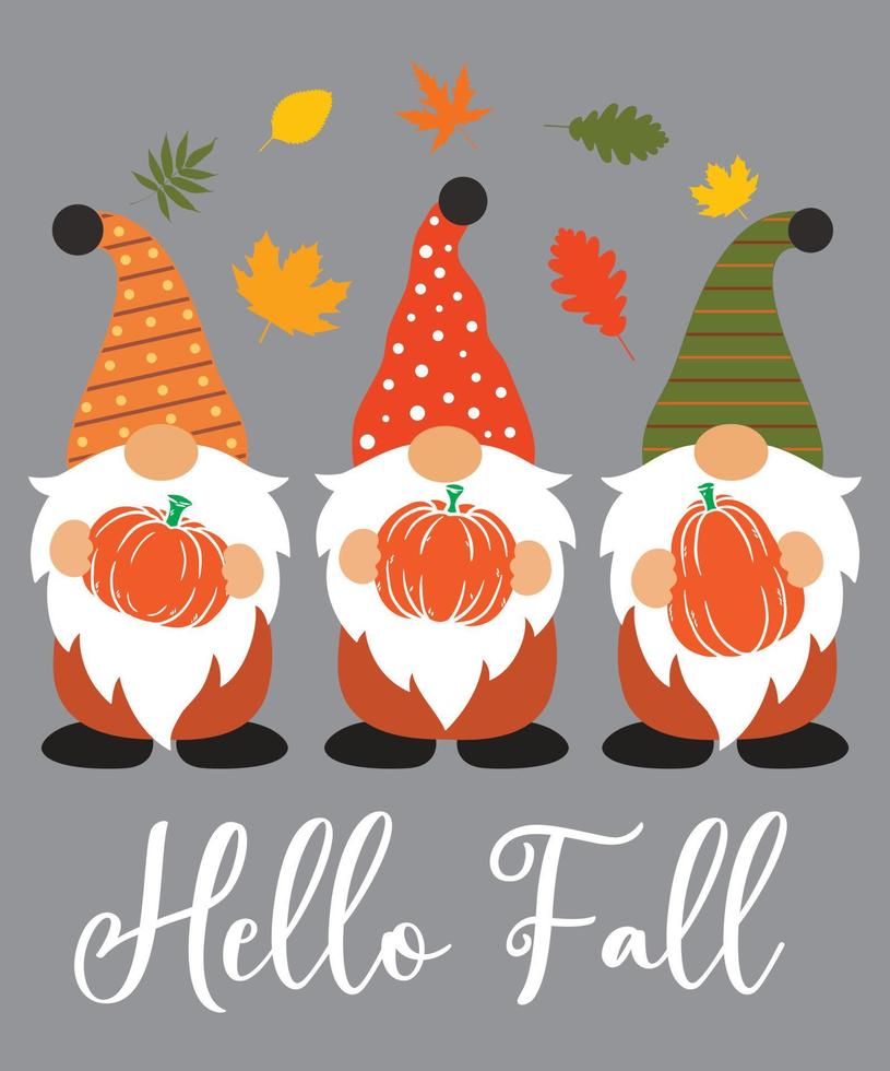 Hello  Fall Gnomes 3 vector