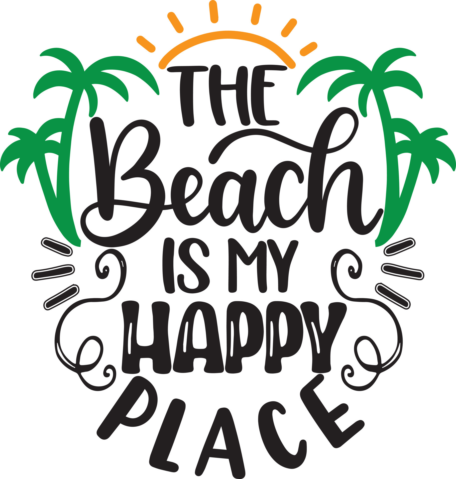 The Beach Is My Happy Place 9794503 Vector Art at Vecteezy