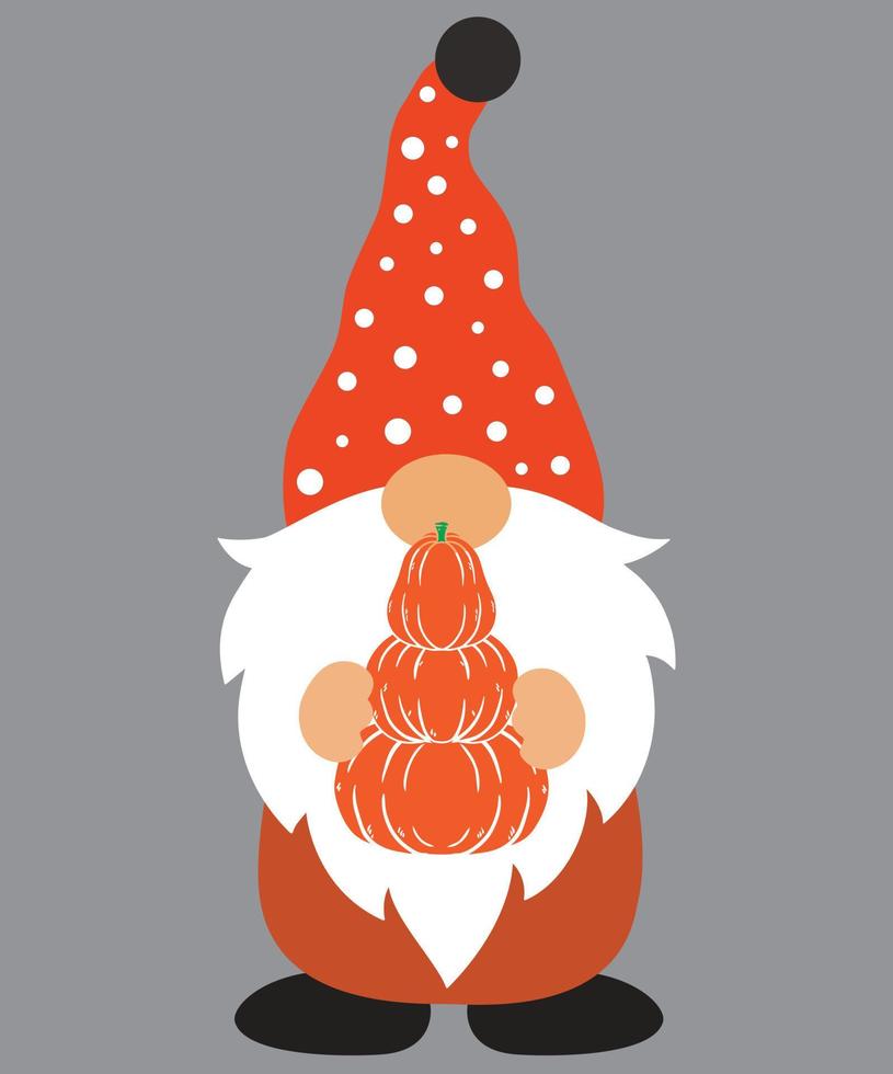 Fall Gnome with Pumpkin 5 vector