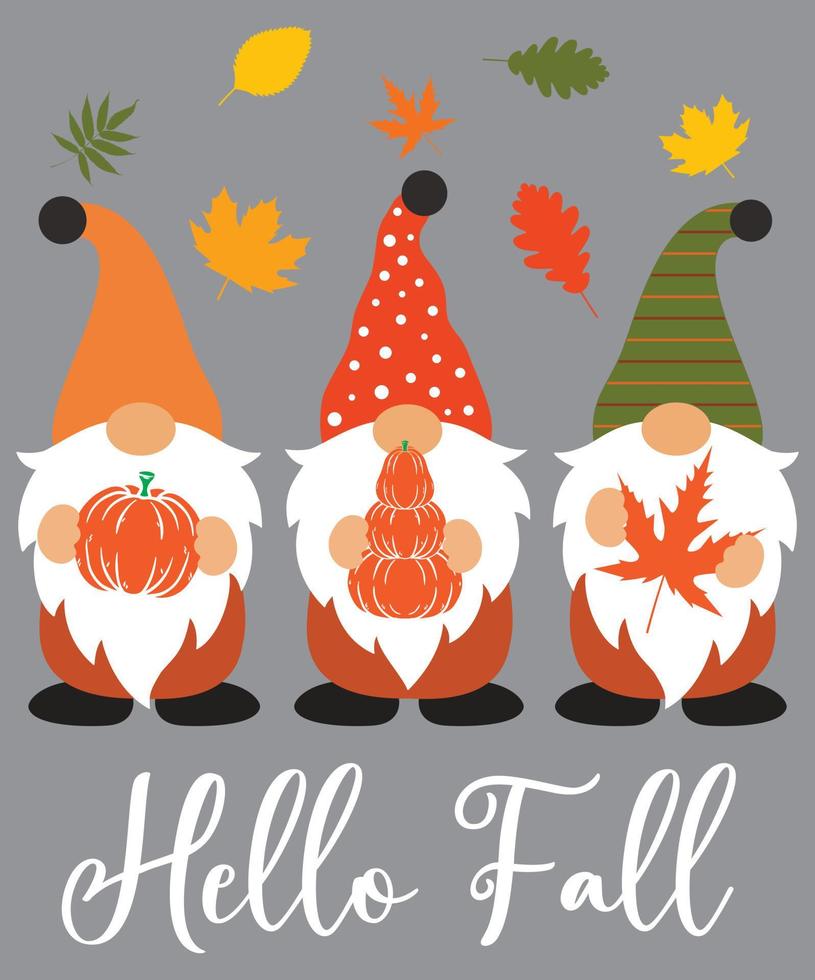 Hello Fall Gnomes 5 vector