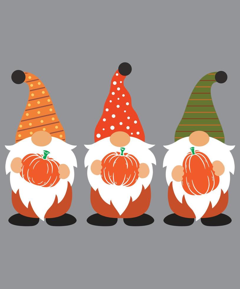 Fall Gnomes with Pumpkin 2 vector
