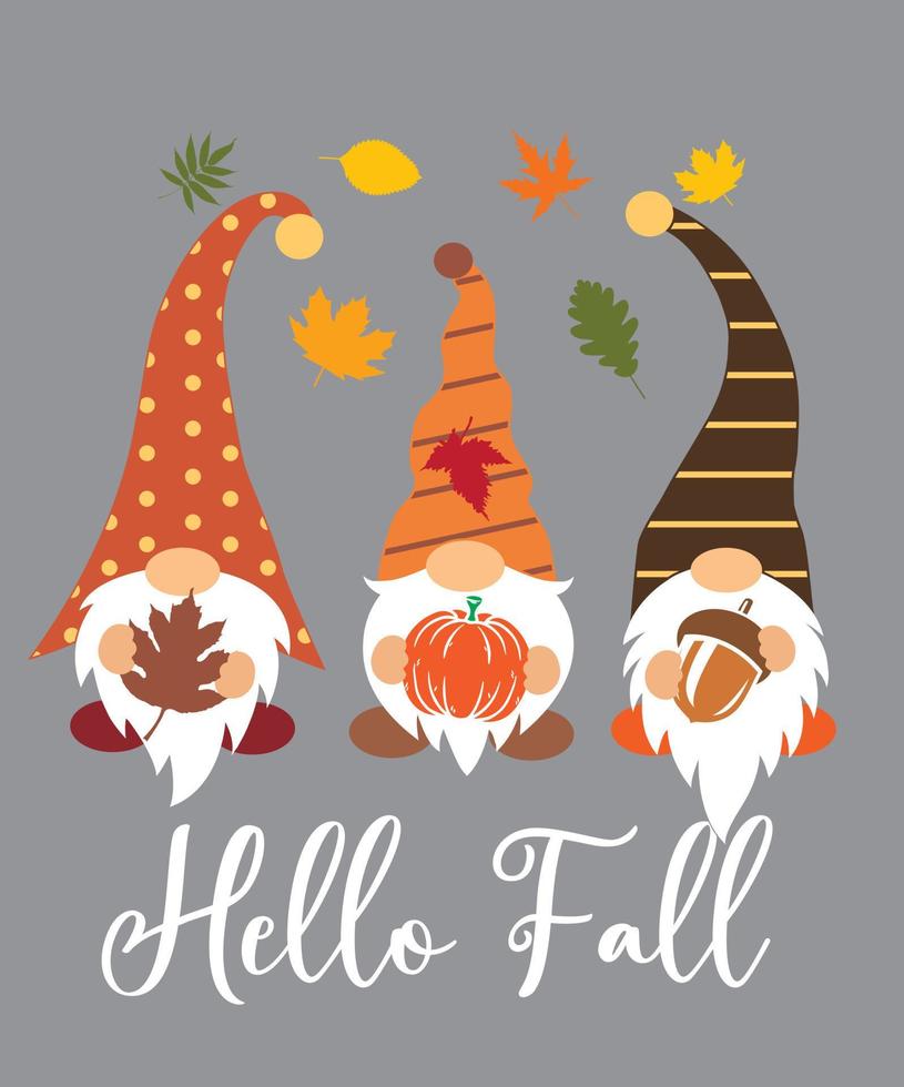 Hello  Fall Gnomes 2 vector