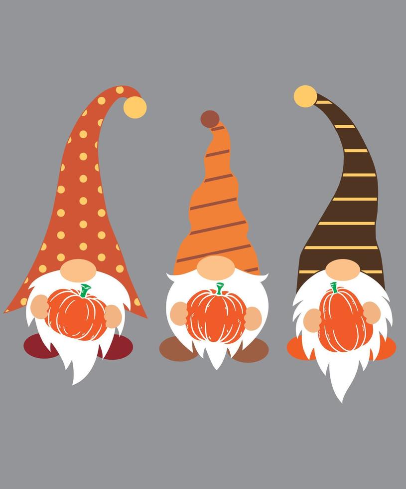 gnomos de otoño con calabaza 1 vector