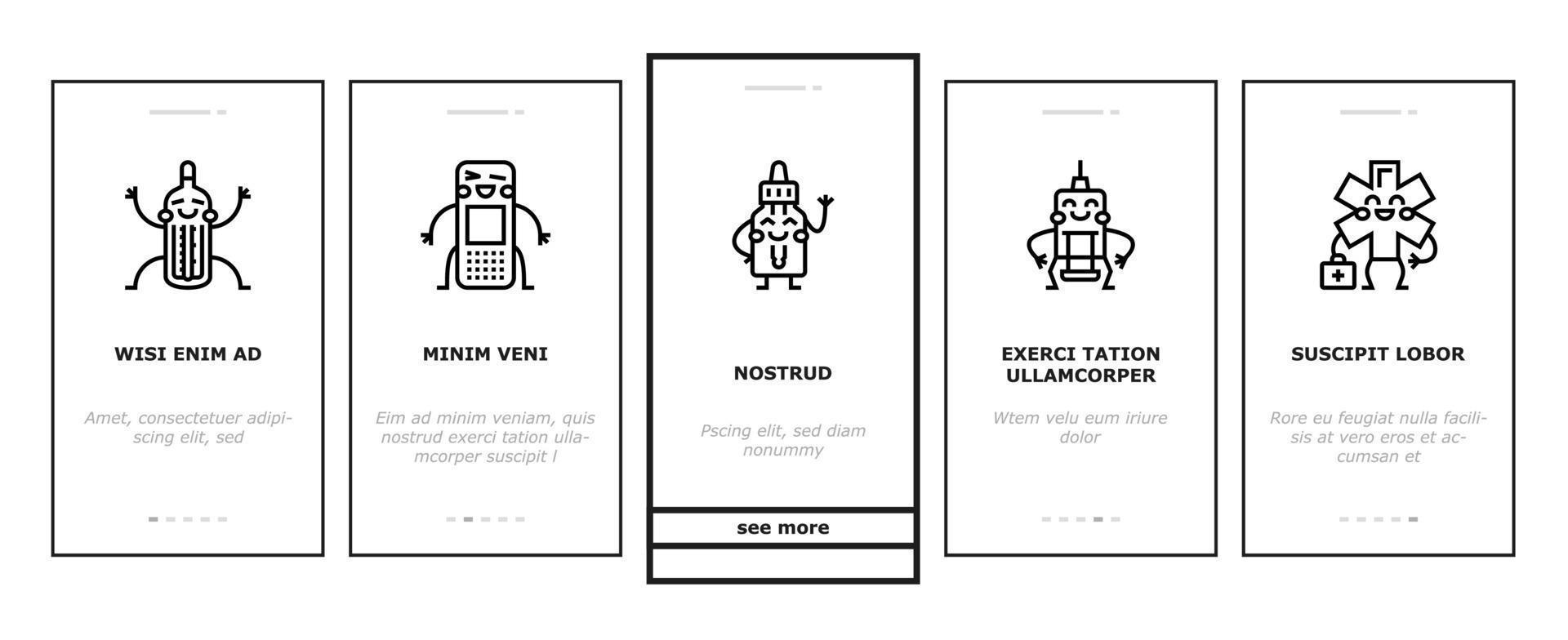 Kid Doctor Disease Treatment Onboarding Icons Set Vector