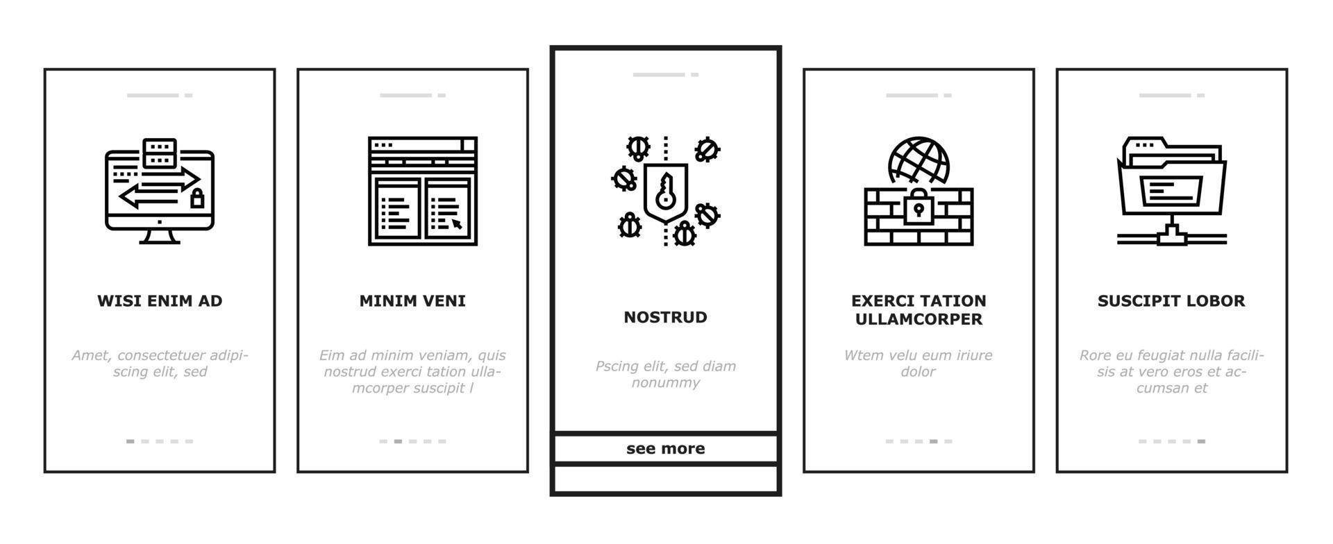 Ssh, Sftp File Transfer Protocol Onboarding Icons Set Vector