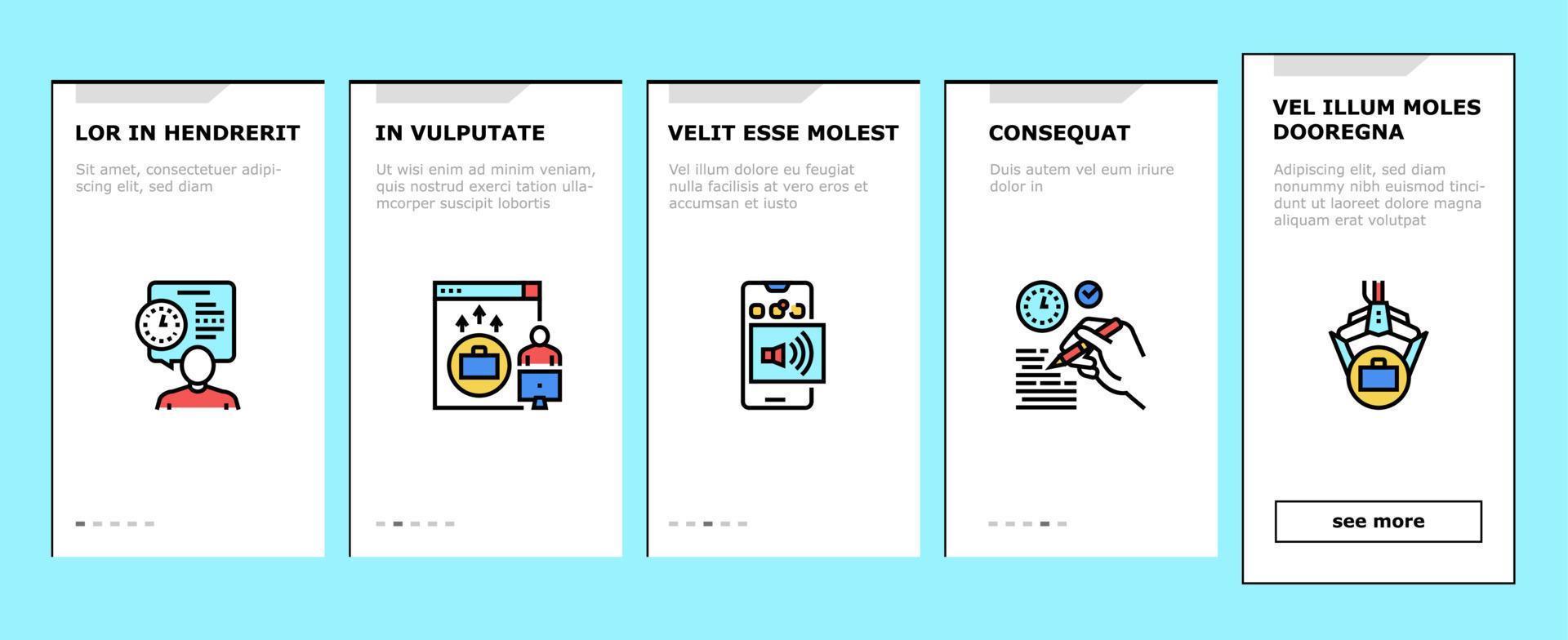 Productivity Manage Onboarding Icons Set Vector